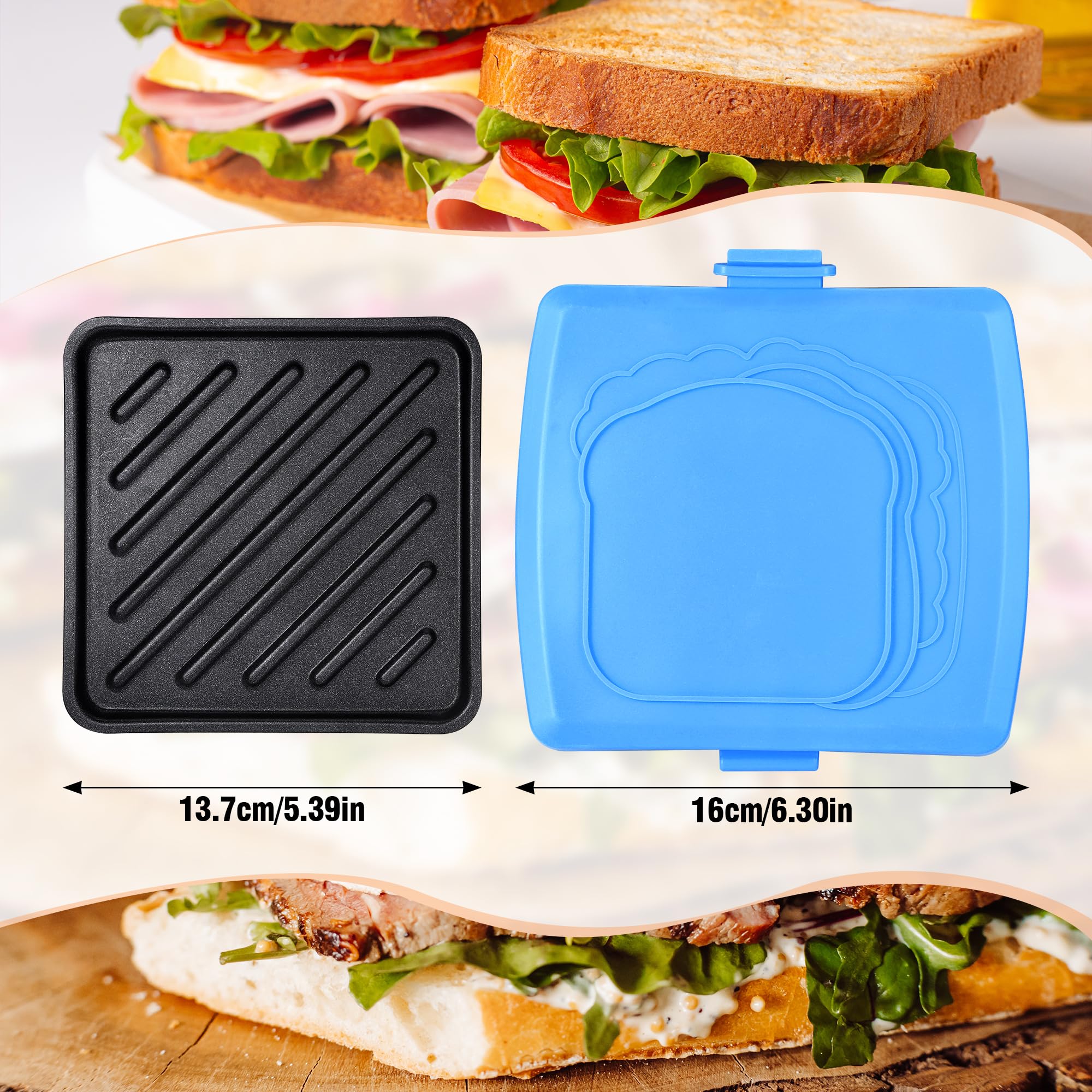 Sandwichera Microondas, Tostadora de Sándwiches 16 x 16cm, Sandwichera para Microondas con Platos Desmontables y Band de Silicona, Sandwich Maker para Paninis Sándwiches Bacon