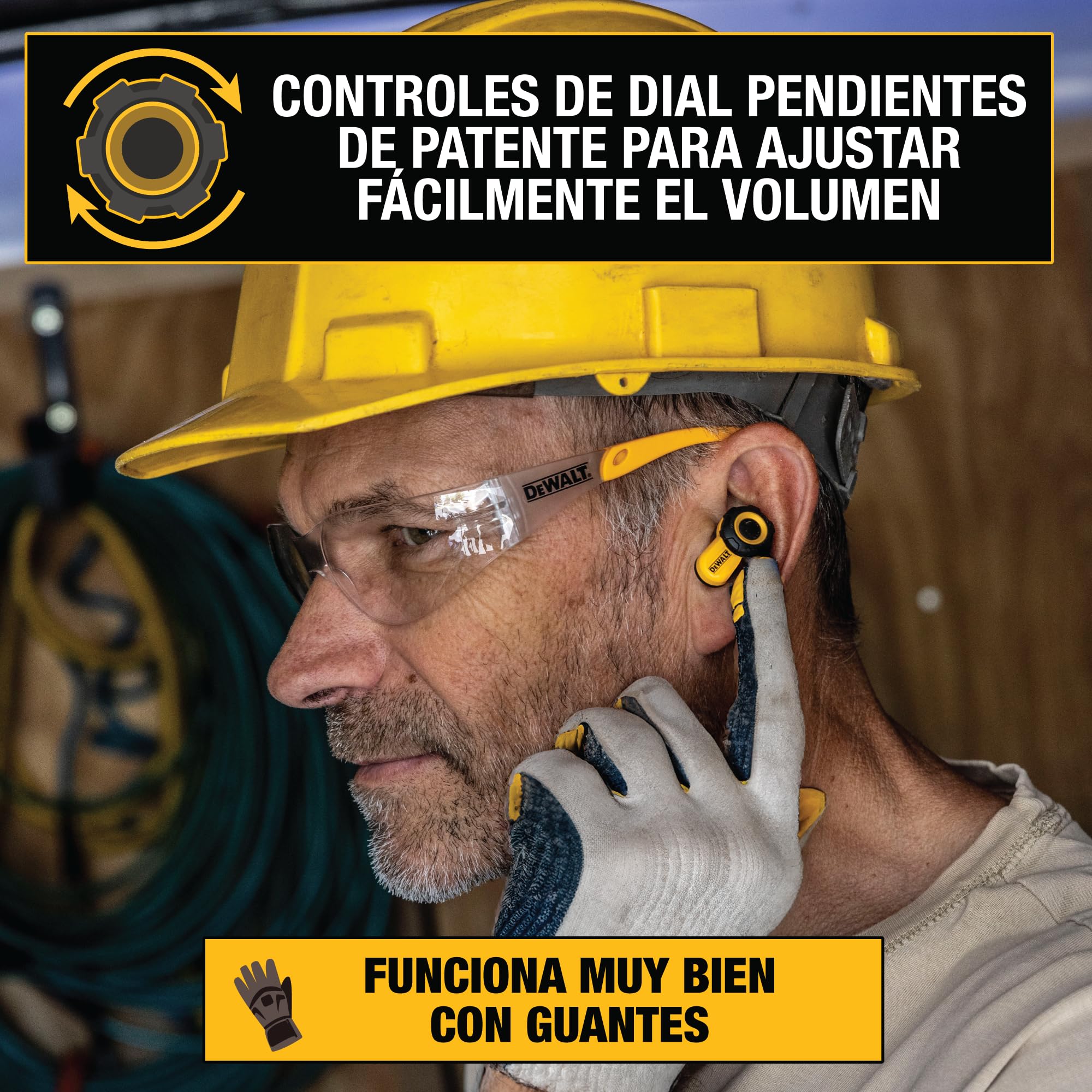 DEWALT Audífonos inalámbricos Jobsite Pro X2 ANC con Bluetooth para Trabajo Pesado, con cancelación Activa de Ruido, 10 h de autonomía (más de 40 h con Estuche), 4 Modos de ecualización, IP54