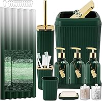 Vista 18 de Juego de baño de 32 piezas con cortina de ducha y alfombras, accesorios de baño negros, juego de cortina de ducha, juego de alfombras de baño