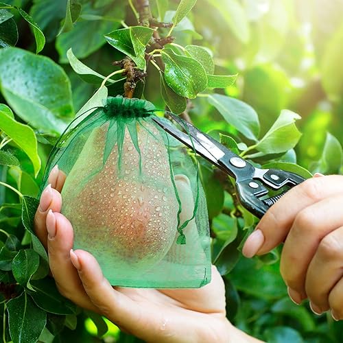 Miniatura 5 de 100 bolsas de protección de frutas, bolsas de red de frutas para árboles frutales, cubierta de jardín frutal, bolsa de malla de 5 x 7 pulgadas con