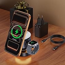 iVANKY Caricatore Wireless Station 4 in 1 con Luce Notturna e Alimentatore da 100 W, per MagSafe Charger, 100 W Stazione di 3 in 1 Ricarica Rapida per iPhone, Apple Watch Ultra, AirPods, laptop, iPad