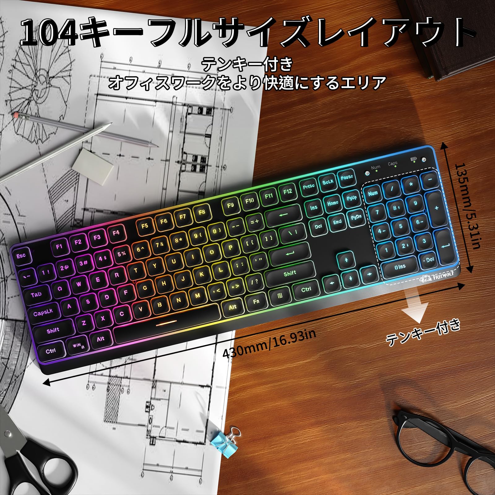 Amazon | ZIYOU LANG M104 ワイヤレスキーボード 3モード接続 アルミ
