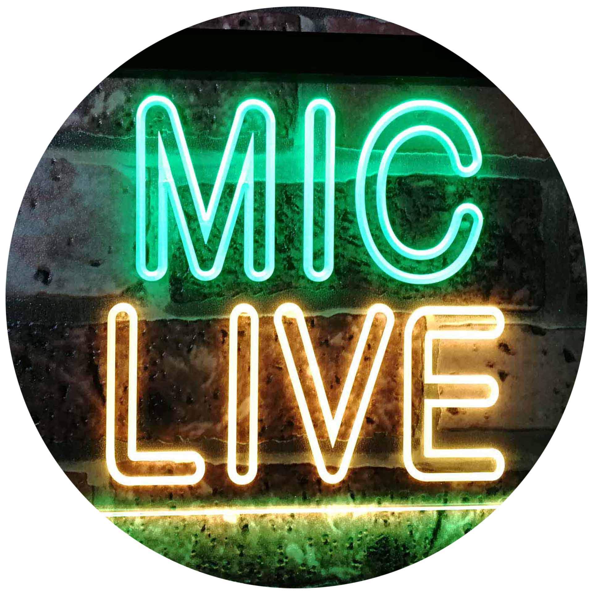 ADVPRO Mic Live On Air Studio Dual Color LED Enseigne Lumineuse Neon Sign Vert et Jaune 600 x 400mm st6s64-i3090-gy