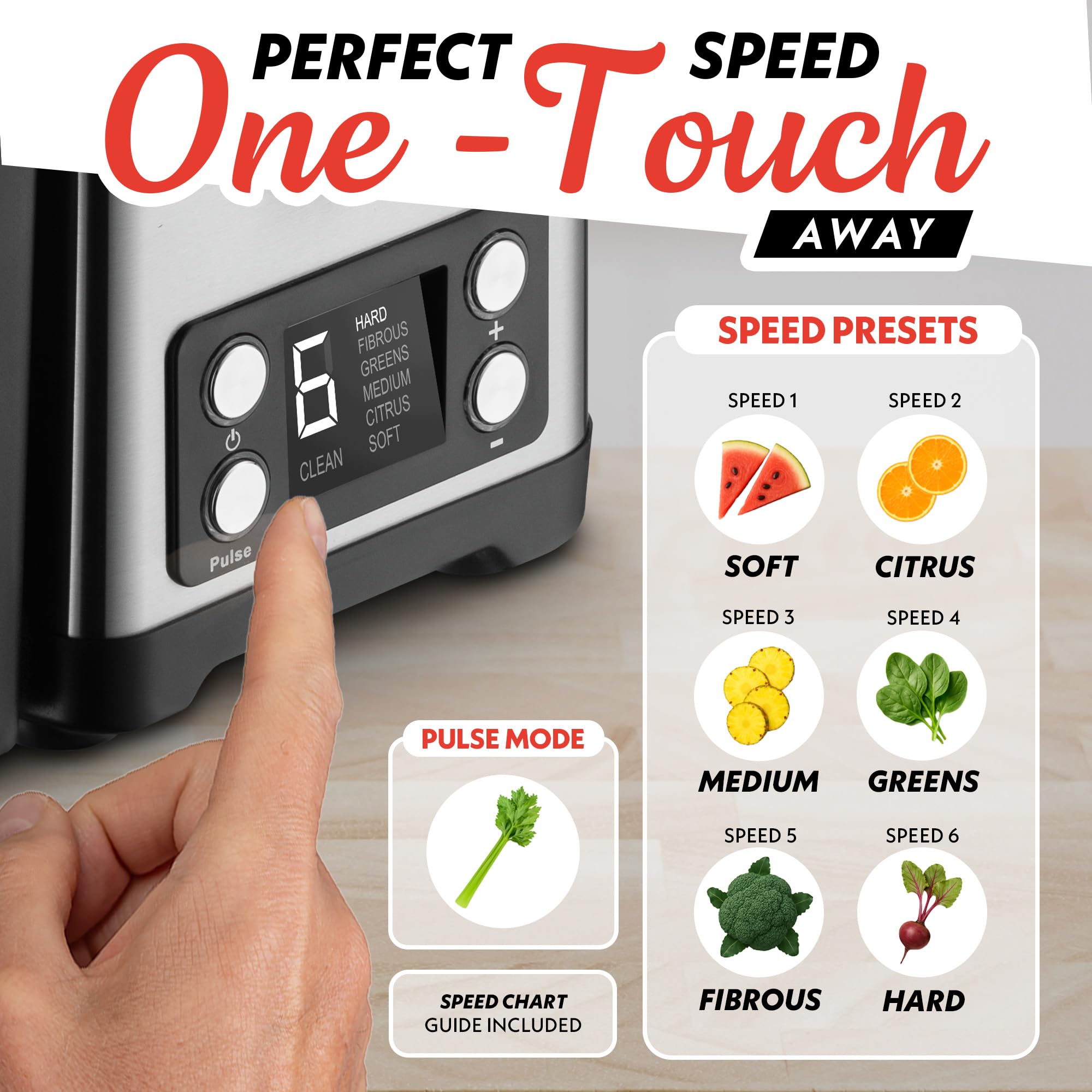 Gourmia 6 Speed Digital Juice Extractor - Product Features