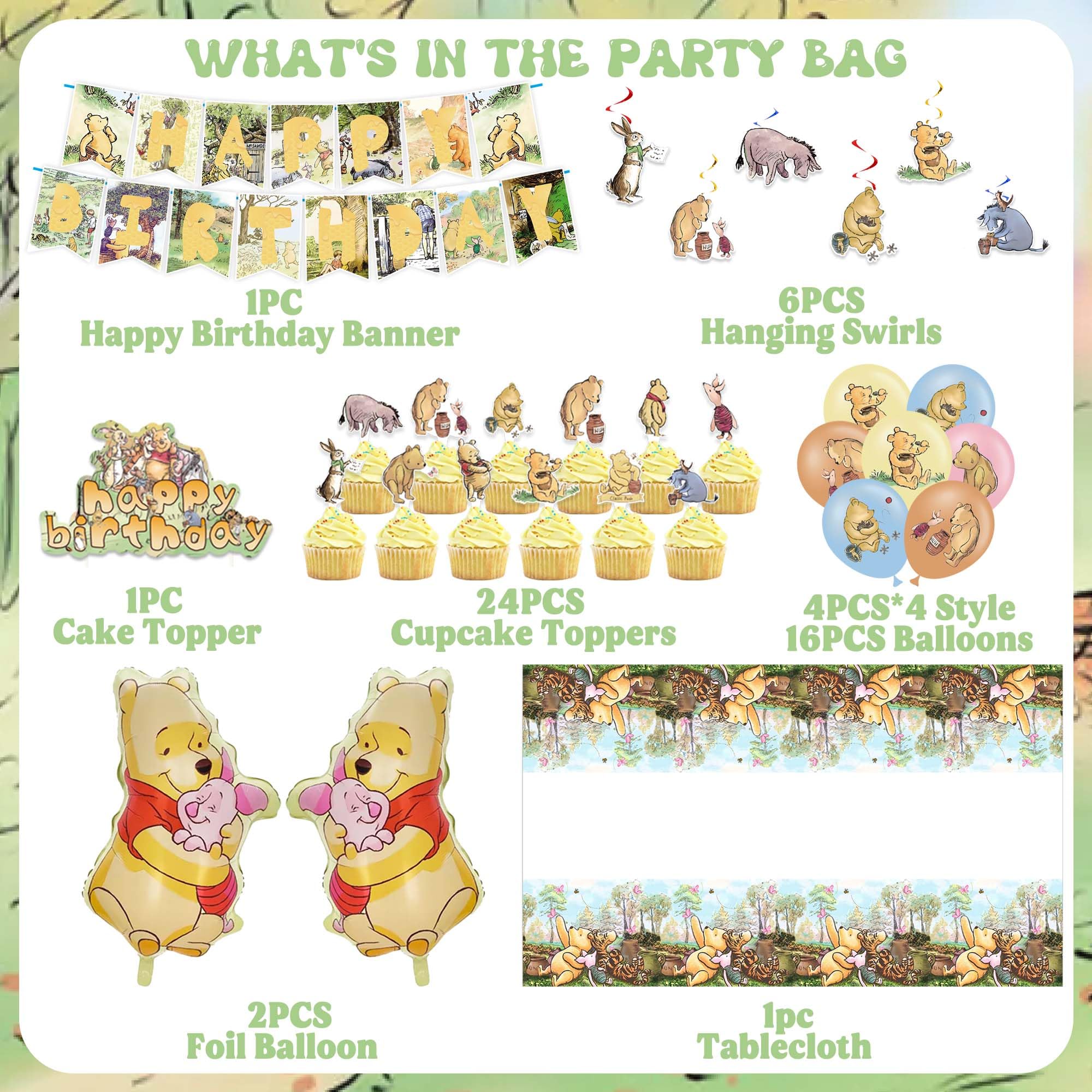 Décoration 1er Anniversaire Fille – Kit Complet Avec Ballons Aluminium, Guirlande Happy Birthday, Décoration Gâteau Et Ours Arc-en-ciel