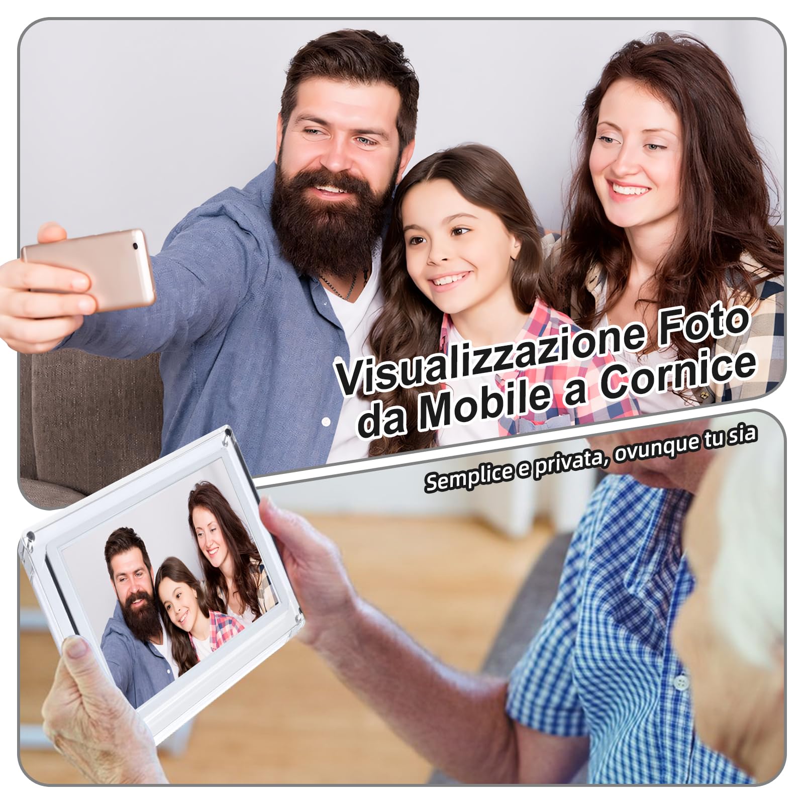 Cornice Digitale Foto, Rollei Smart Frame WiFi 109 10,1 Frameo Portafoto Digitale 32GB 1280x800 Schermo Tattile IPS Condivisione Istantanea di Foto e Video Acrilico Cornice-Digitale-Foto-Frameo-WiFi