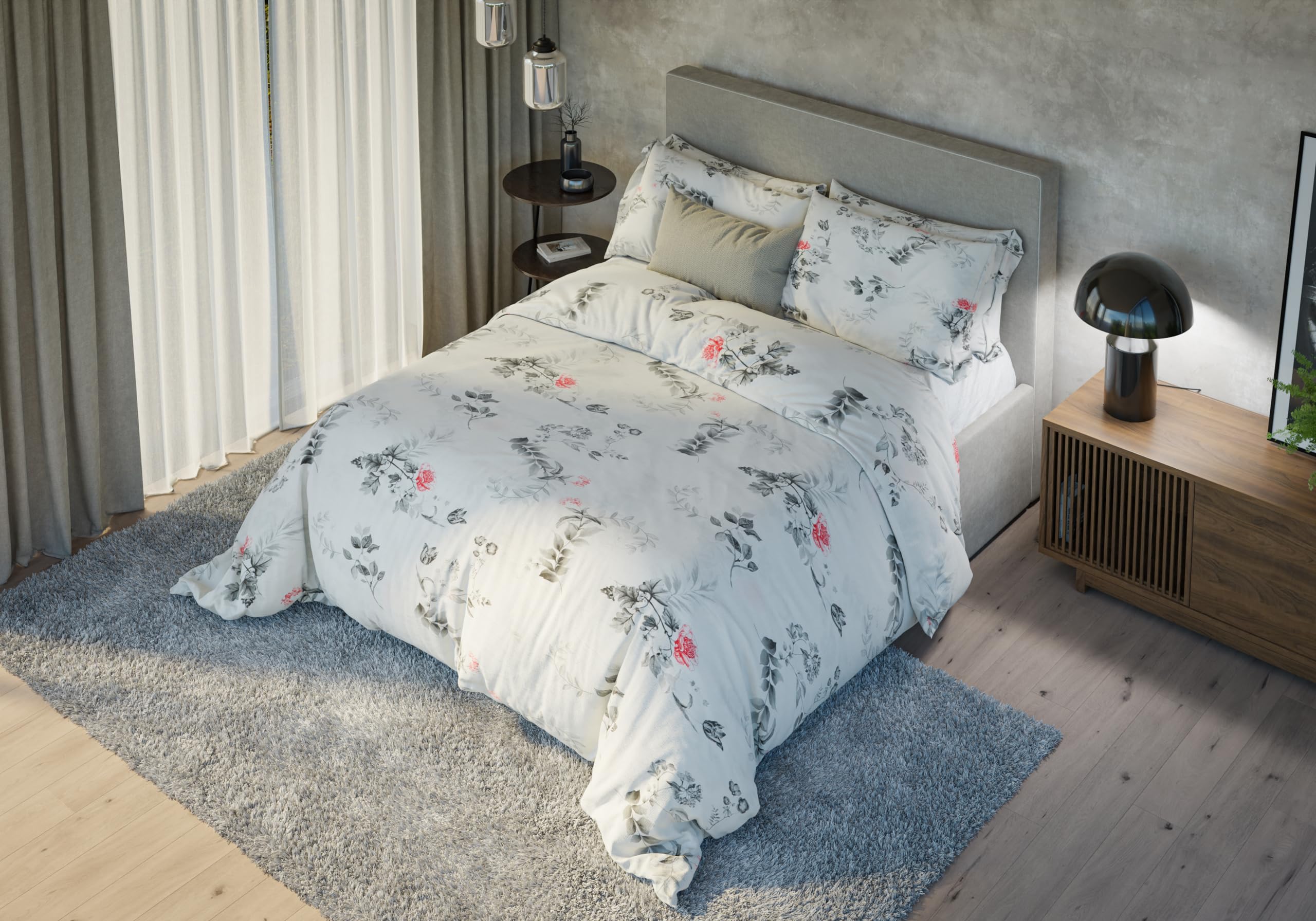 4housedesign®, biancheria da letto in cotone, 135 x 200 cm, 4 pezzi, certificato Oeko-Tex, traspirante, con chiusura lampo, facile da pulire, set di biancheria da letto (primavera)