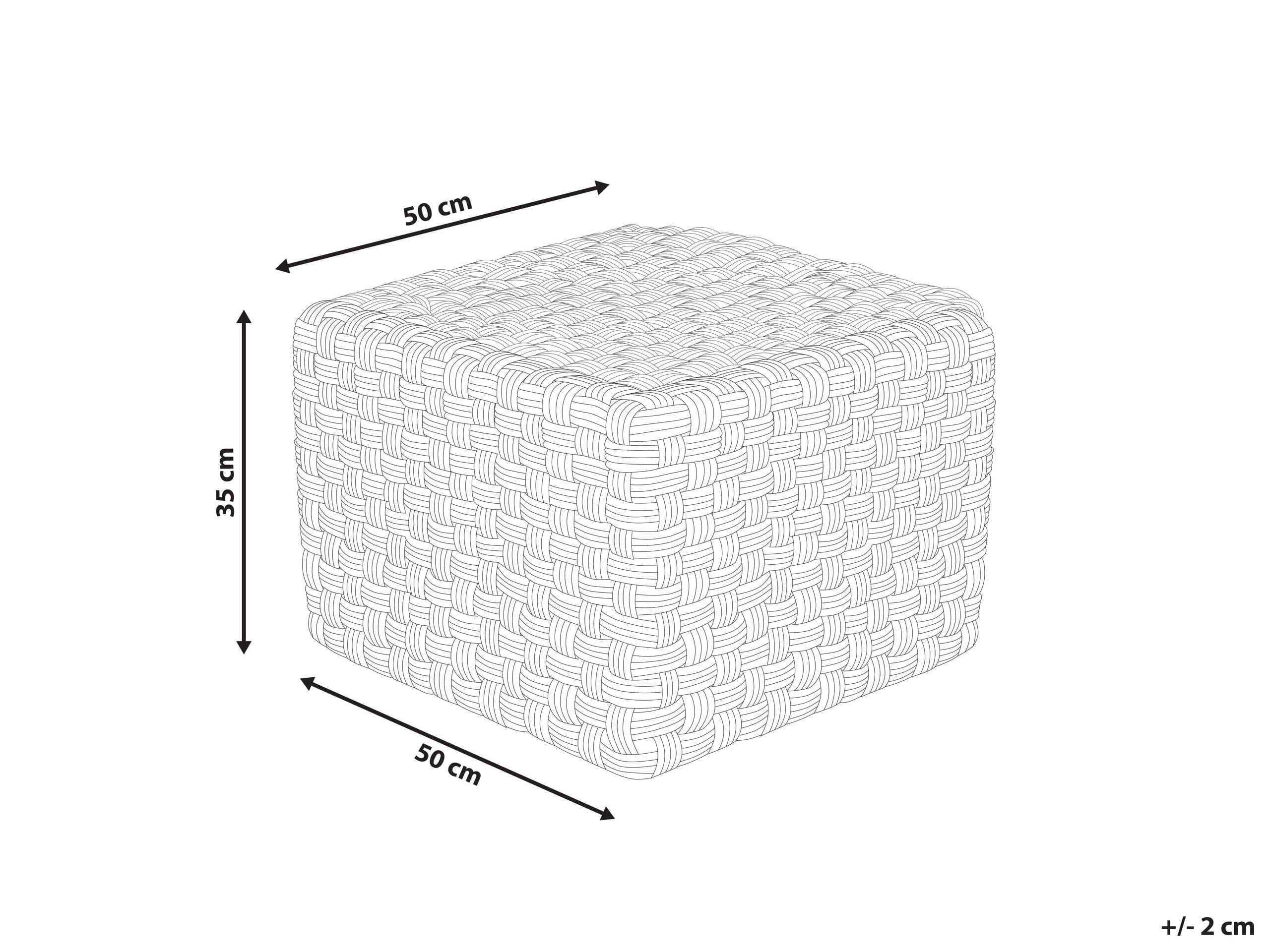 Beliani Pouf d'Extérieur Tissé à la Main Ottoman de Jardin 50 x 50 cm Matière Synthétique Beige Clair Nalli