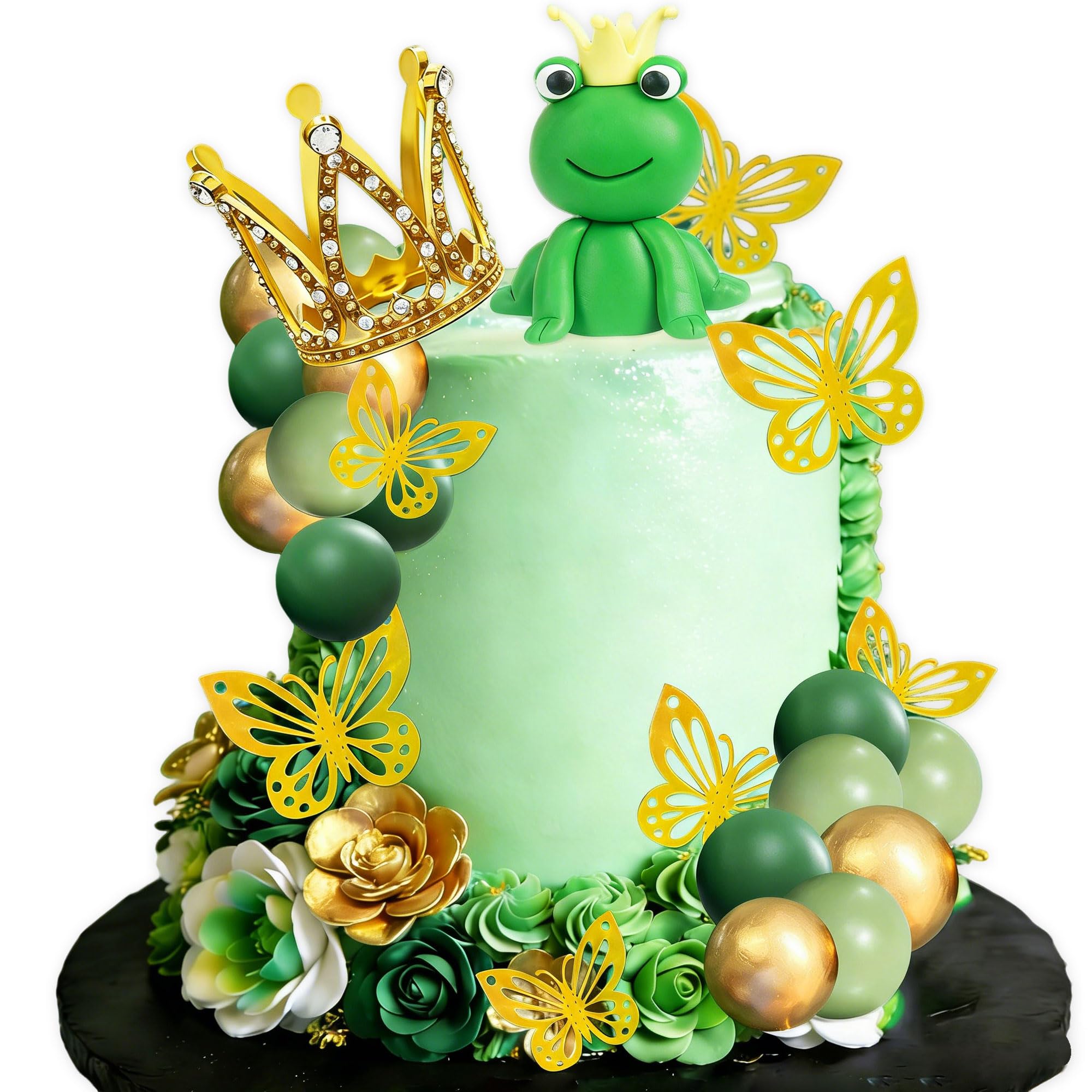 LaVenty Green Balls Cake Toppers Princess Cake Decoration Tiara Crown Birthday Decoration for Birthday Party Supplies