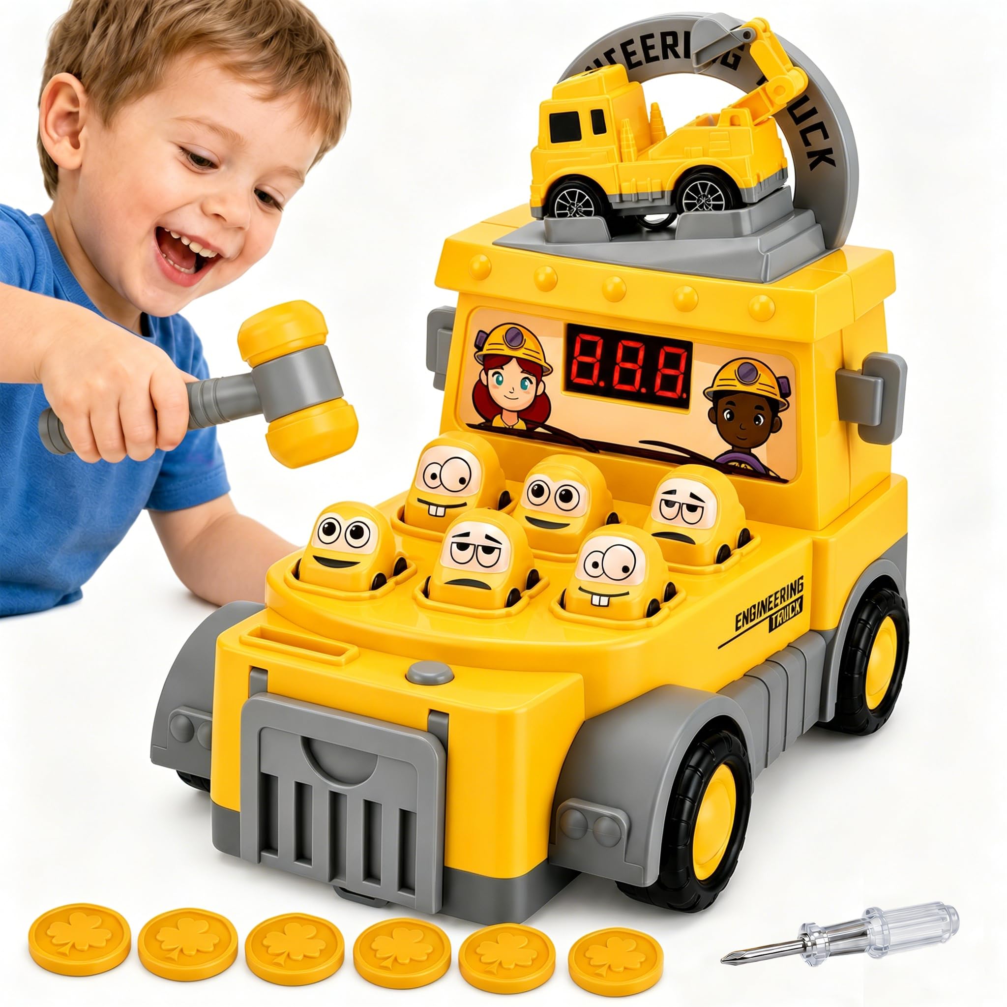 Juego de martillo interactivo Whack a Mole con luces juguete musical de desarrollo para regalar