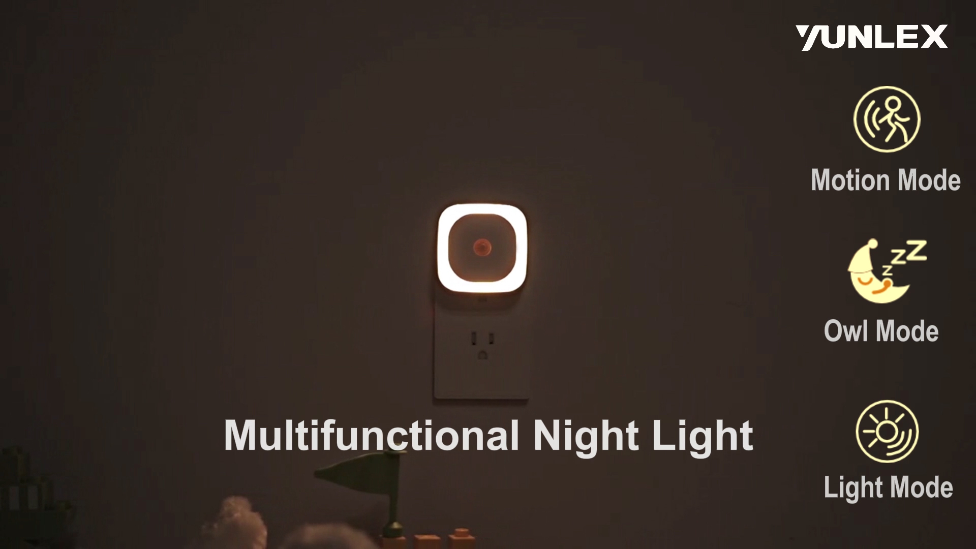 Image of YUNLEX 2 Pack Plug in Night Light with Motion Sensor & Dusk to Dawn Sensor, 3 in 1, Dimmable Reflected Light, Warm White Nightlight for Living Room, Bathroom, Hallway, Stairs