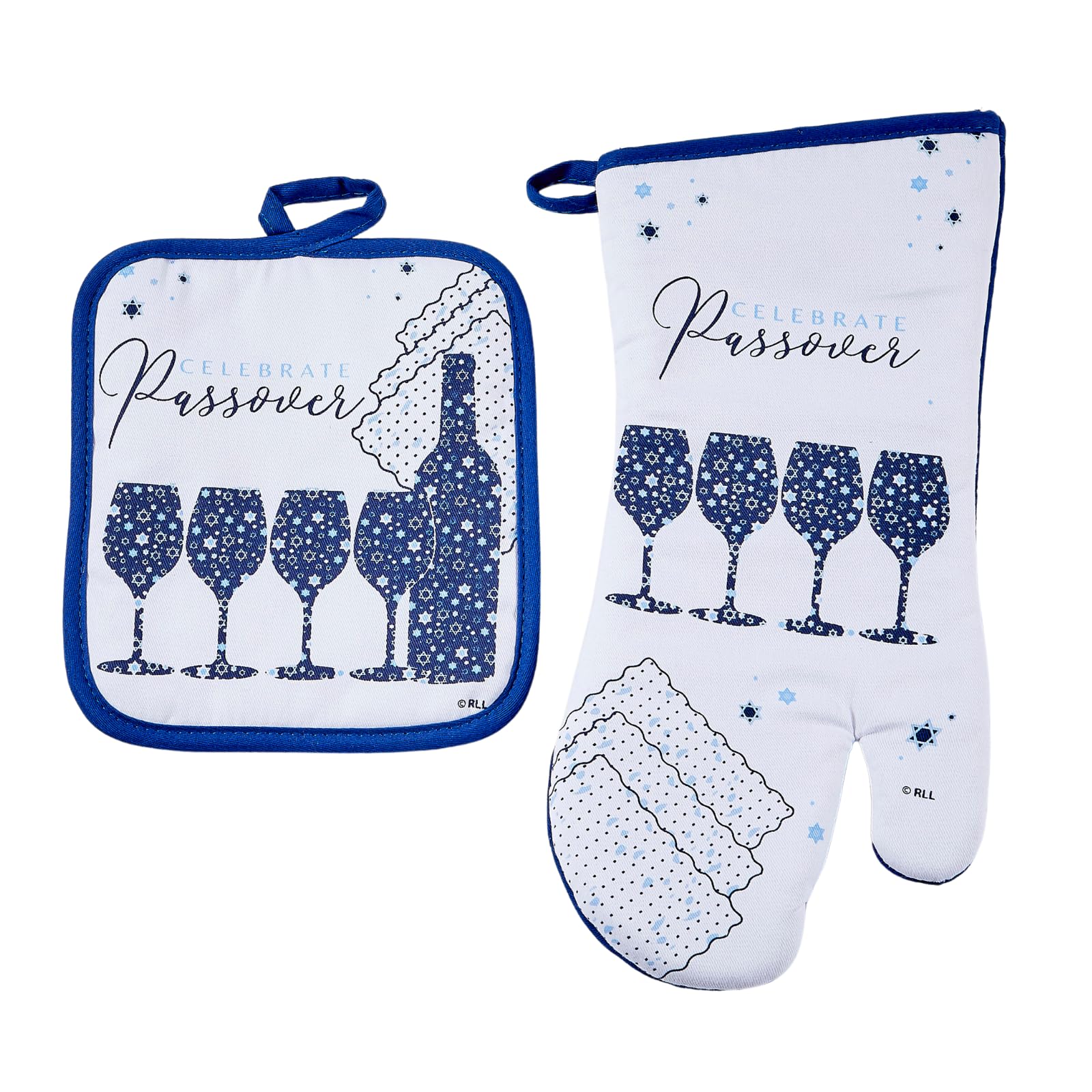 Rite Lite Ofenhandschuh & Topflappen Set – Chanukkah Design Mit Menora & Dreidel, Festliche Küchendeko