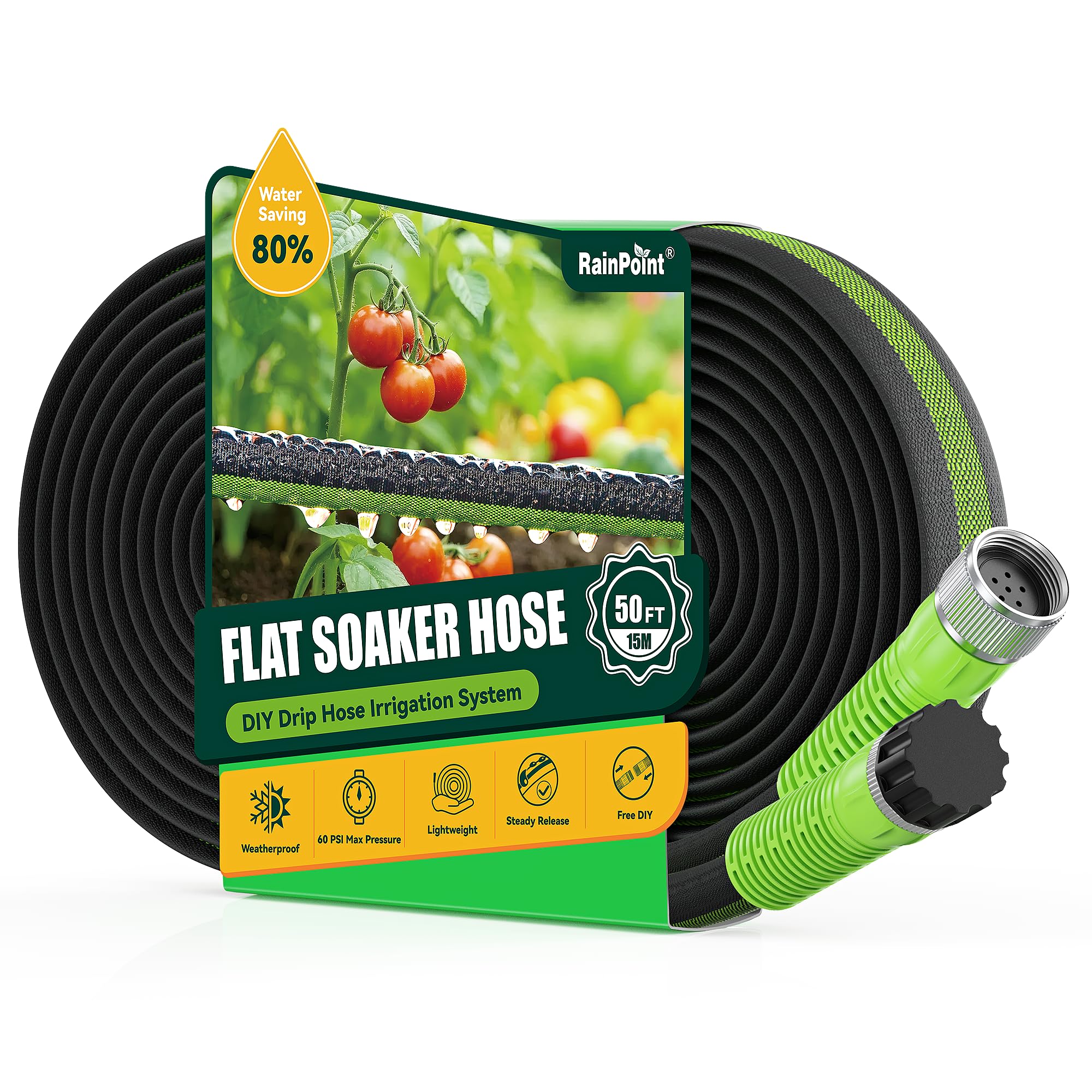 RAINPOINT 50FT Flat Soaker Hose