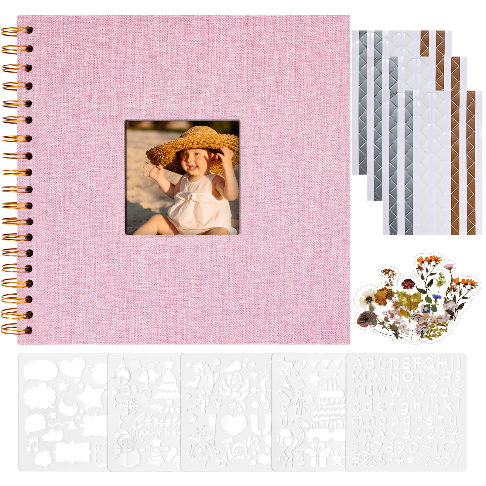 Vienrose Scrapbook Album - Linen Cover & Supplies -16