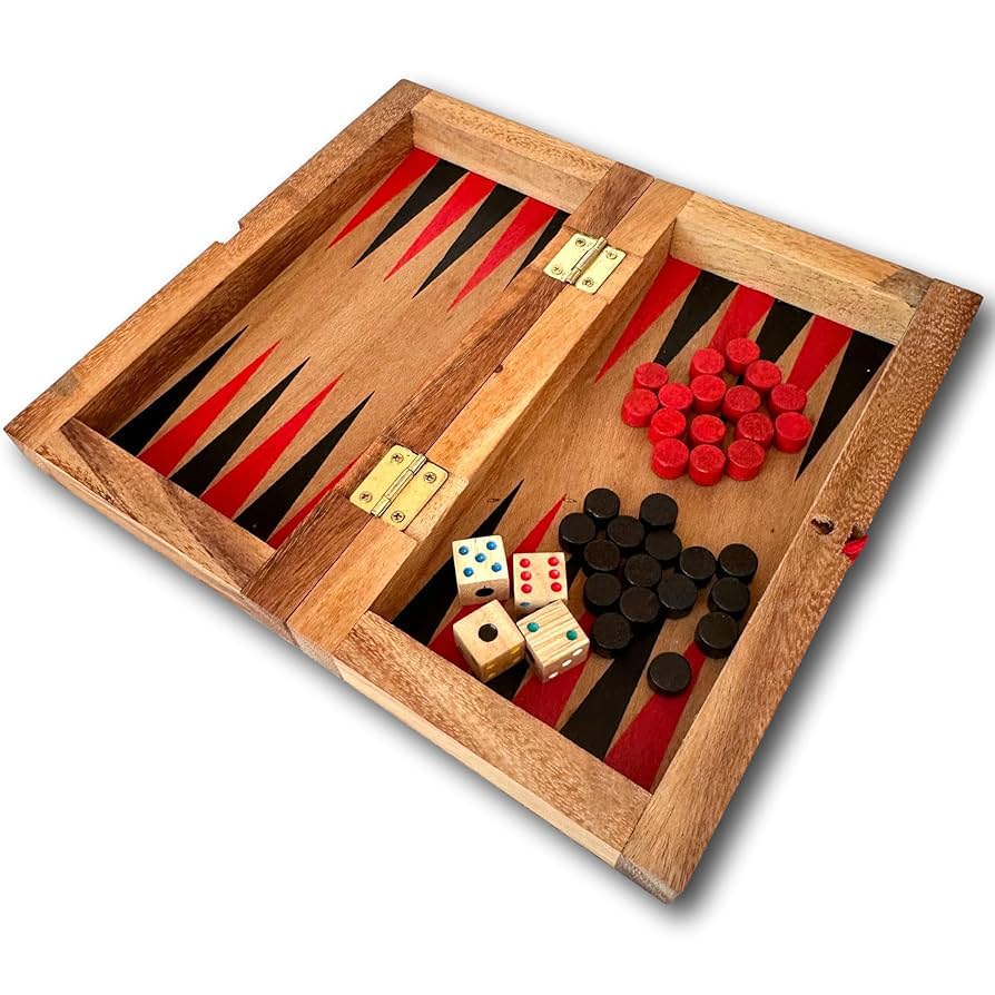 イラン産クルミ材を使用した手作りのバックギャモン イラン産クルミ材を使用した手作りのバックギャモン 今昔 KJｰ