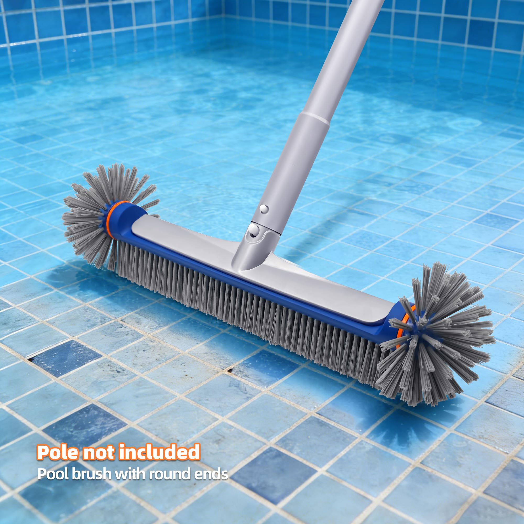 PooLiFE 17,5" Poolbürste Mit Schweres Aluminium-Rückteil und Griff 45cm Poolbürsten Nicht mit Teleskopstange