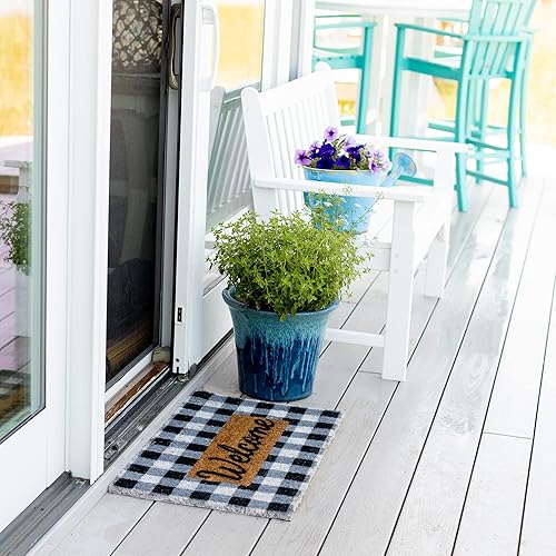 Miniatura 5 de NINAMAR Buffalo - Tapete de bienvenida a cuadros, fibra de coco natural, 29.5 x 17.5 pulgadas