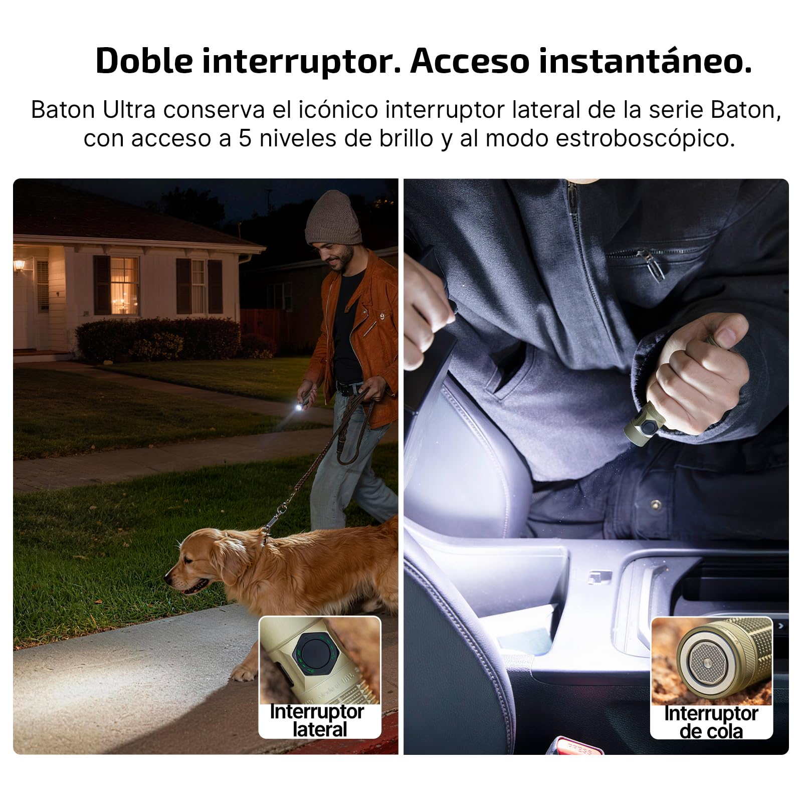 OLIGHT Baton Ultra Linterna Recargable EDC, 1800 Lúmenes, Alcance 300m, LED EIP 1, Superaleación OAL, Impermeable IPX8, Doble Interruptor - Para Exploración Exterior/Trabajo/Emergencias (Verde Oliva)