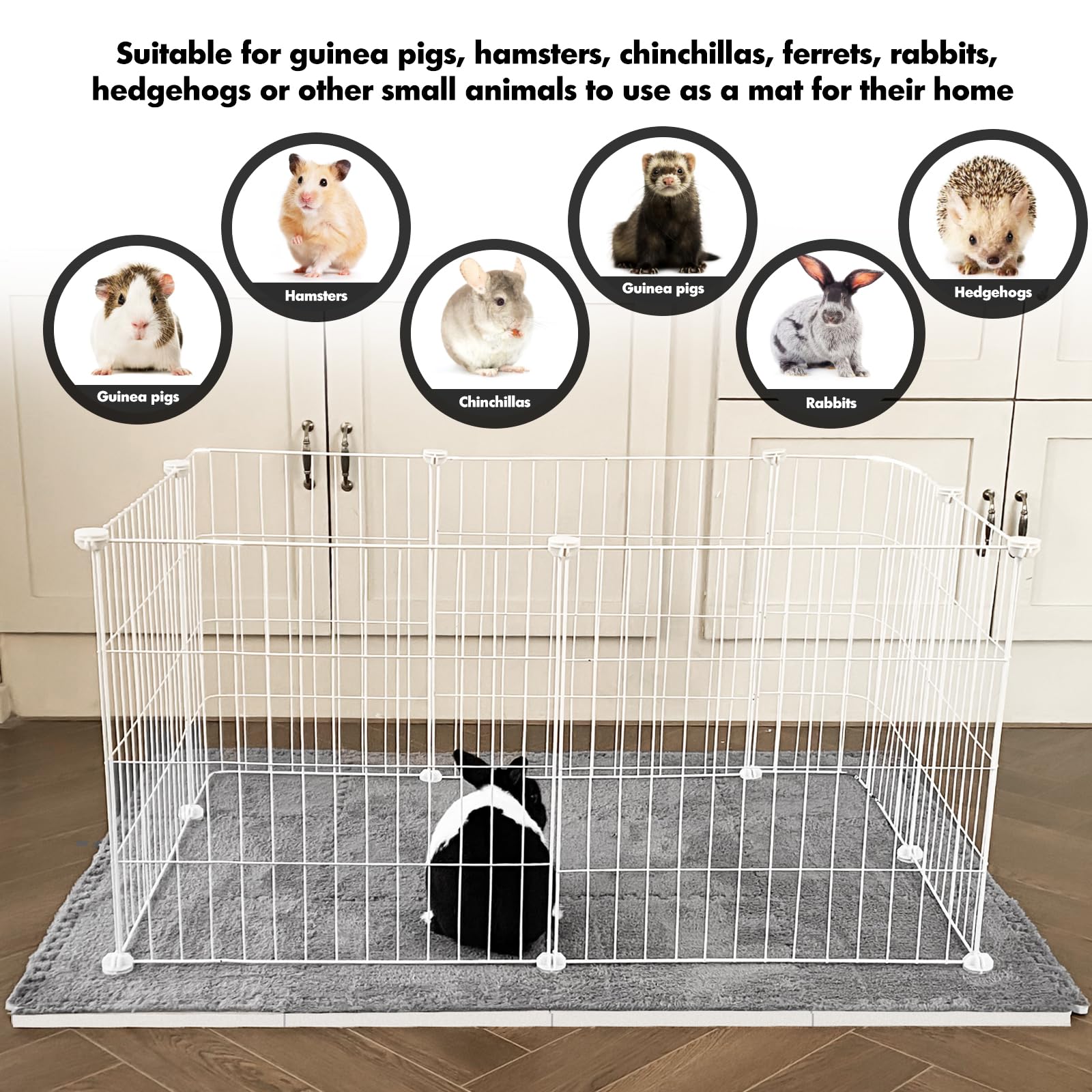 RUBYHOME Meerschweinchen-Käfigmatte, waschbar, wiederverwendbar, Meerschweinchen-Fleece-Einlagen, weich, warm, Kaninchen, Bodenmatte, Decke, Bett für Laufstall, Kiste, 30 x 30 cm, 12 Stück