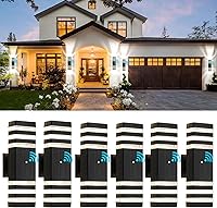 Vista 11 de tewei Juego de 4 Lámparas de Pared para Exterior Modernas, Iluminación de Anochecer a Amanecer, Lámpara de 2 Capas Negra para Exterior, Luces IP65