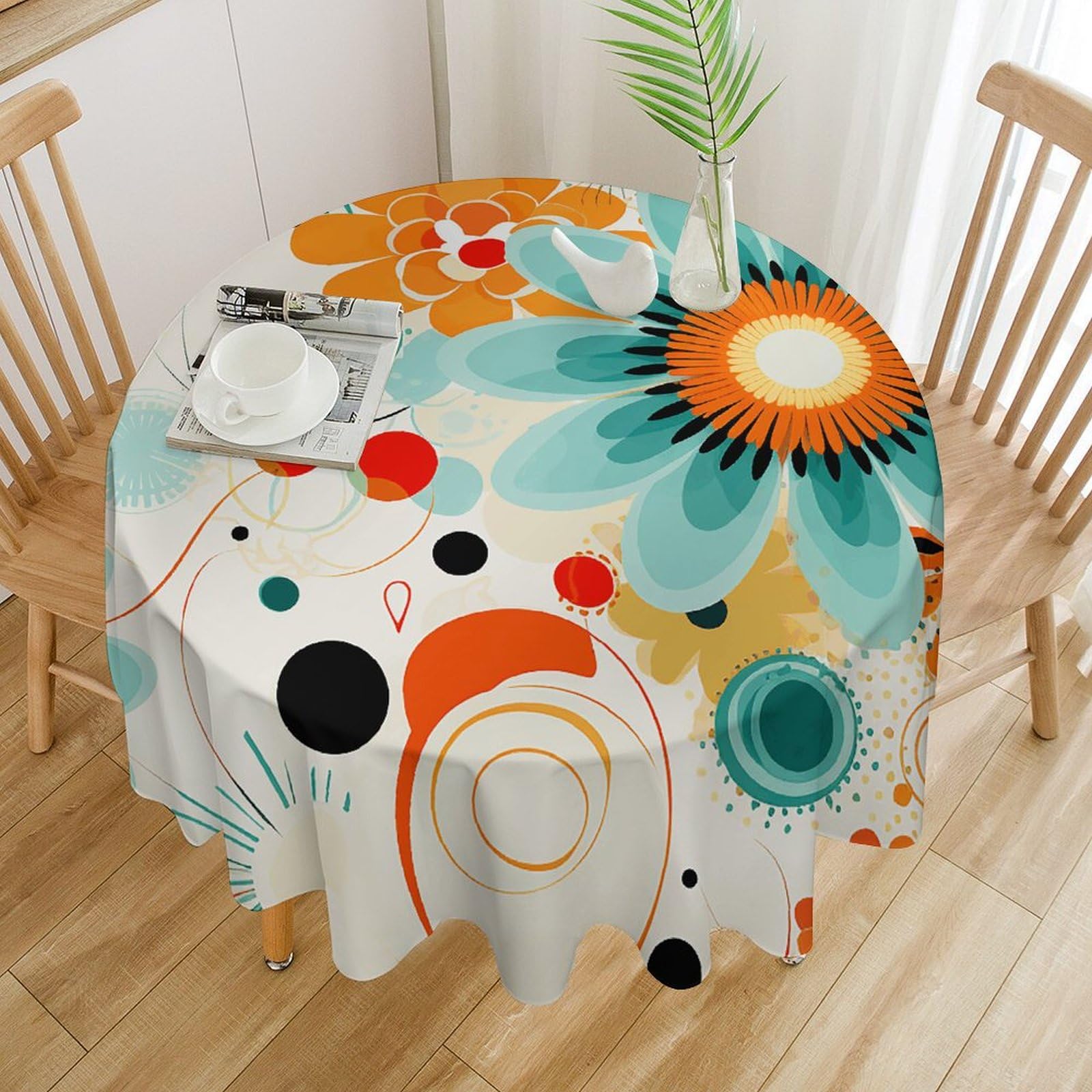 Nappe ronde anti-tache imperméable 152 cm pour protéger votre table des projections