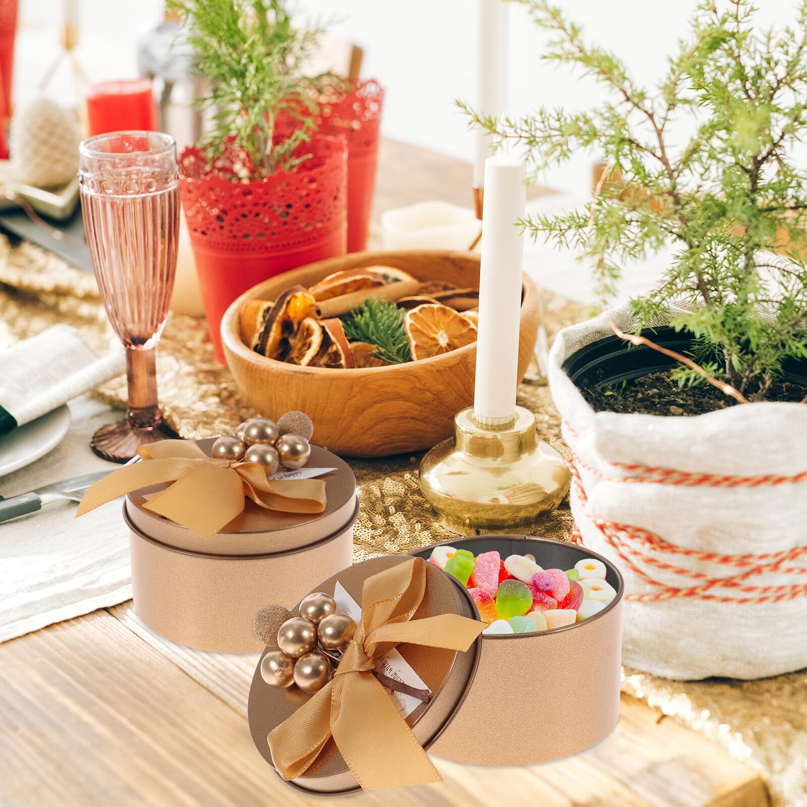 GALPADA Scatole Regalo in Ferro Oro 10 Pezzi per Compleanno e Matrimonio Fiocco Decorativo e Design Leggero e Resistente per Feste e Bomboniere
