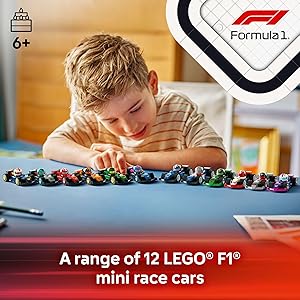 LEGO F1 Collectible Race Cars, 6 Pack - Building Set for Boys & Girls, Ages 6+ - Birthday Party Favor or Gift - Mystery Box W/Surprise F1 Car Toys - Travel Toys for Kids - 66796