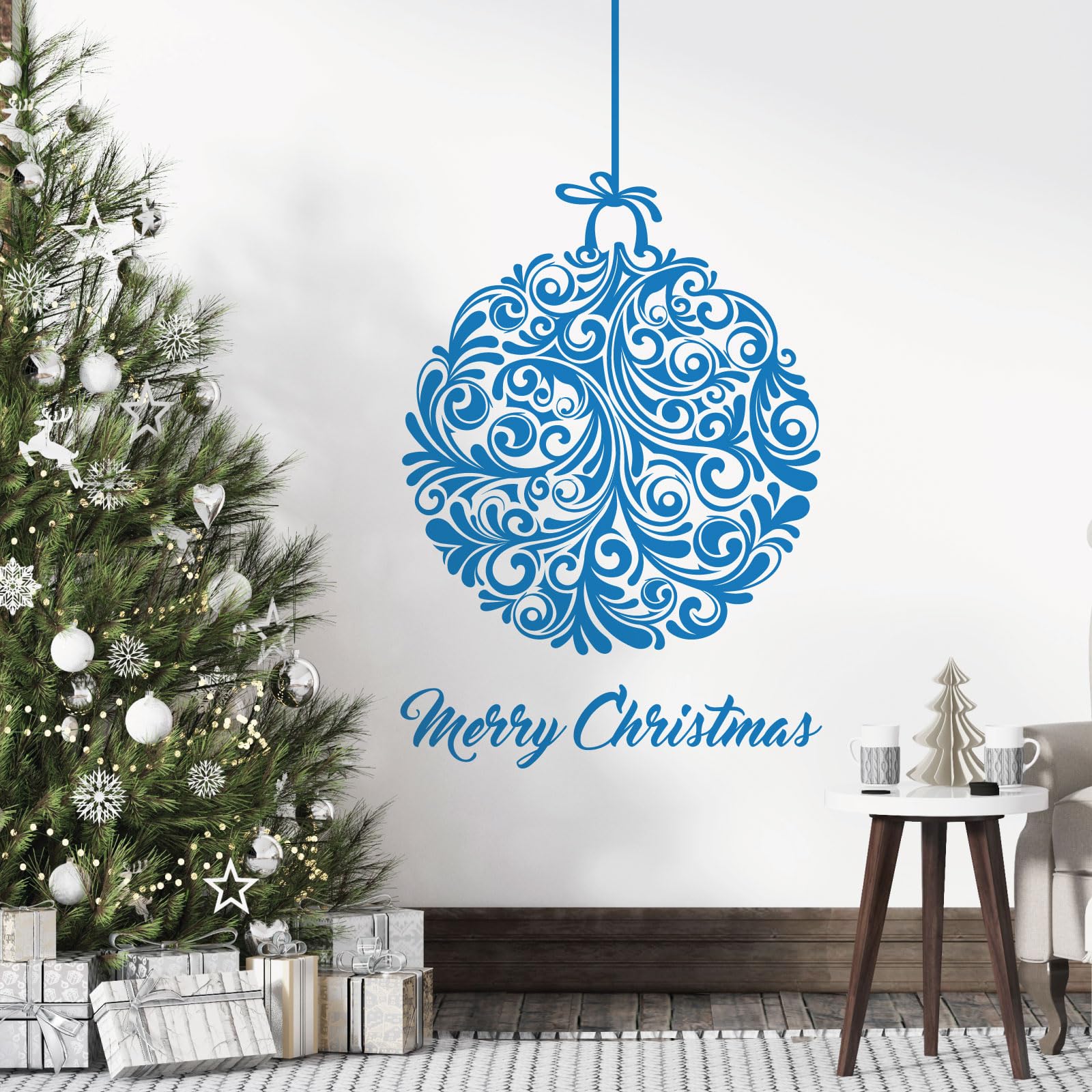 Christmas Tree Swirl Ball - Merry Christmas Wall Sticker [Ball] [Ocean]