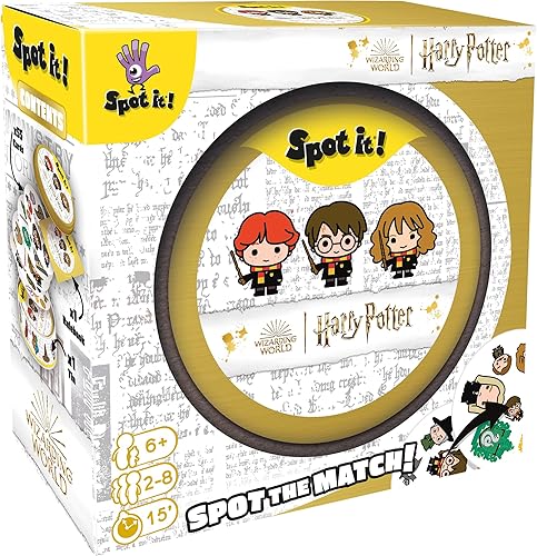 Spot It! Harry Potter (Eco-Blister) - Juego de cartas del mundo mágico mágico para familias. Divertido juego de emparejamiento para niños y adultos,