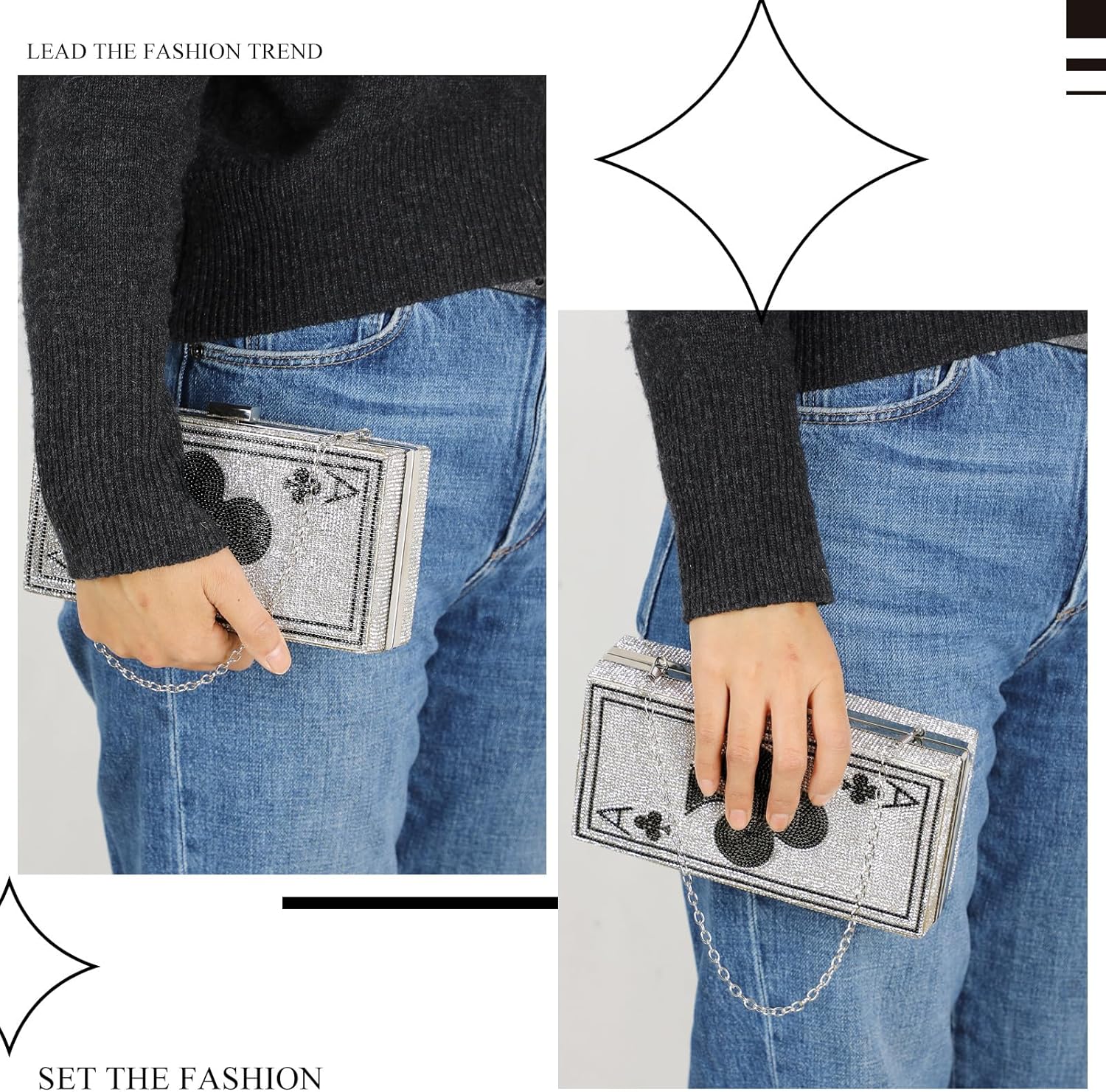 Women Poker Card Evening Clutch Rhinestone Purse Casino Vegas Novelty Purse Queen Hearts Bags Playing Cards Gift - Image 6