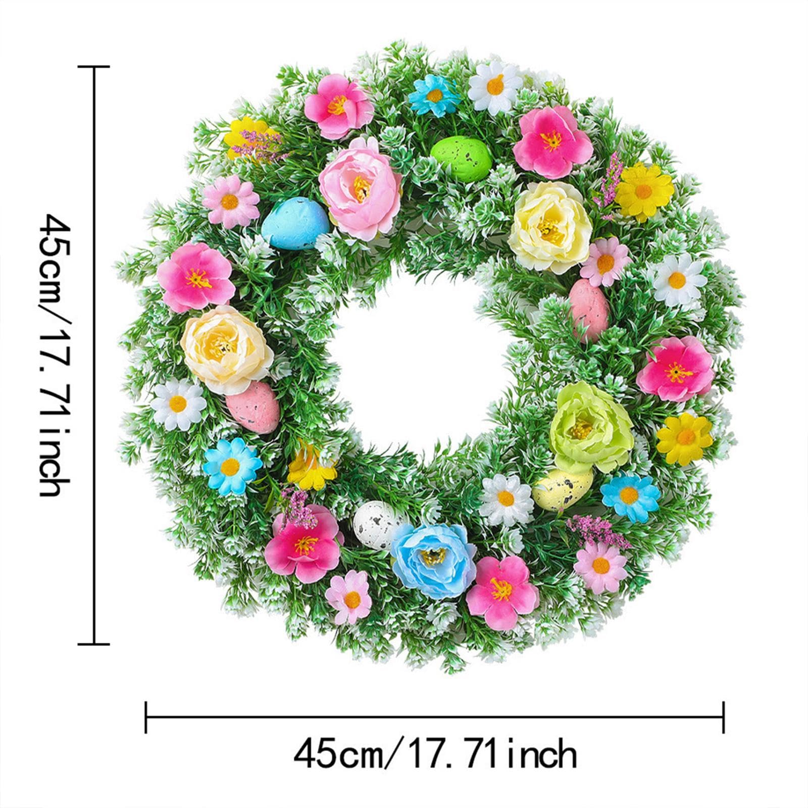 Osterkranz Türkranz Kunstblumen Dekorative Eier mit Blättern Schaumstoff Und Stoff Künstlerisch für Atmosphäre für Geschenk Fenster, 45cm