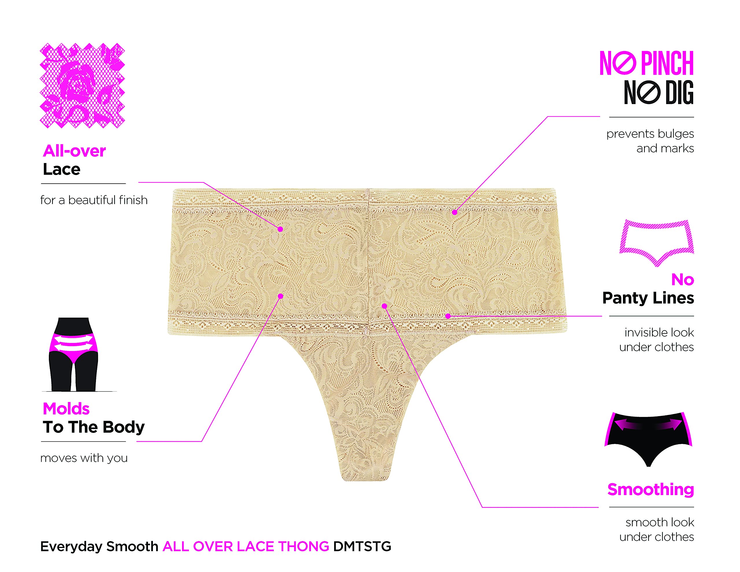Maidenform String Dentelle Everyday Smooth Femme