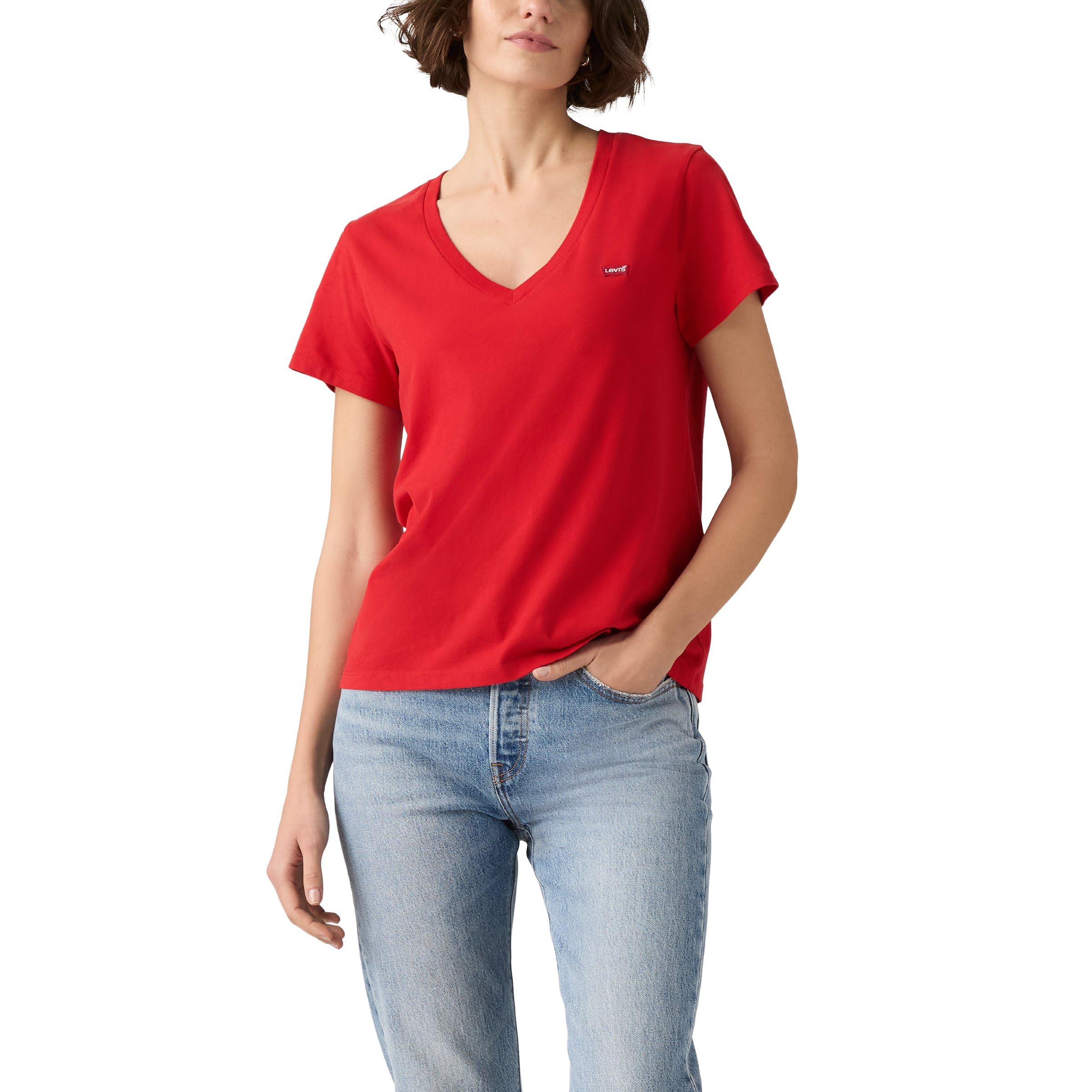Levi's Perfect Vneck Urban Red Cotton