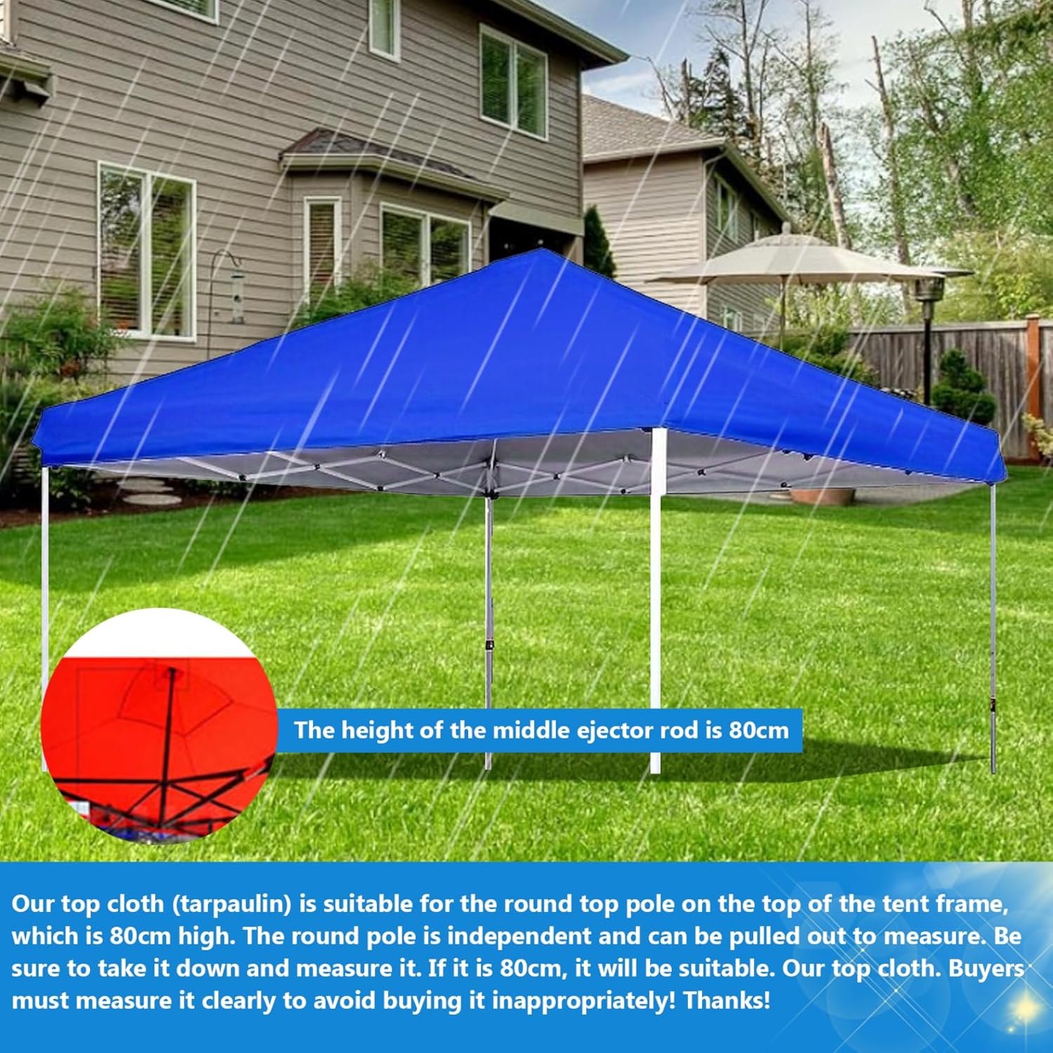 10x10 Ft Gazebo Covers Replacement Canopy Waterproof Anti UV Tent Silver Coated Sunshade for Outdoor Garden Patio Camping Blue