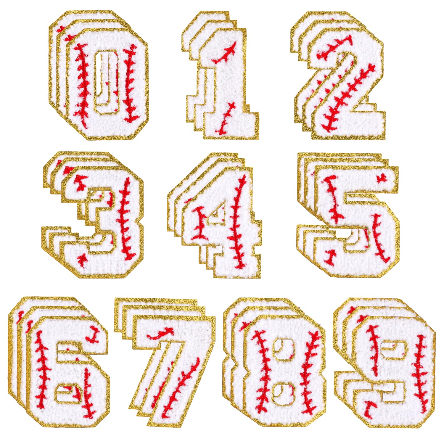 Patchs en chenille thermocollants numéros de baseball pour customiser veste et jersey