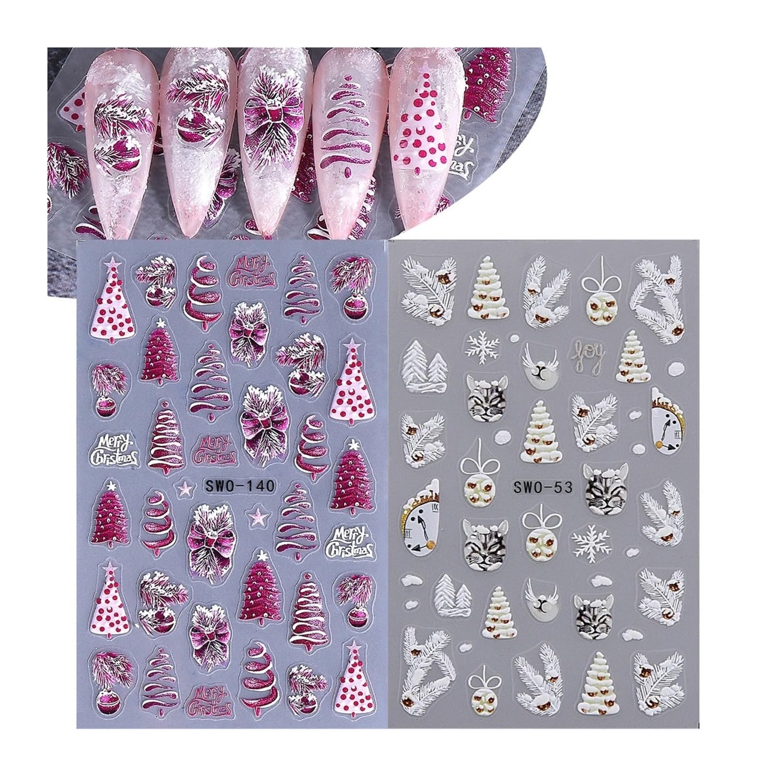 6pcs Nail Art Decals - Matte Finish Holiday Stickers for Festive Manicure Decor