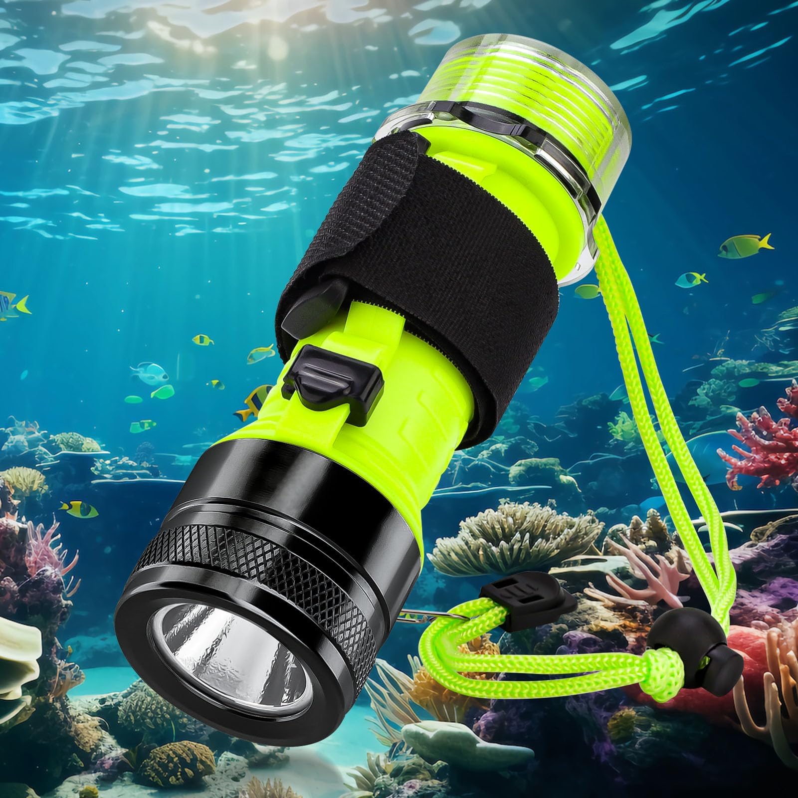 BlueFire Rechargeable Diving Flashlight, 1500 Lumen Scuba Diving Light, 3 Modes Underwater IPX8 Waterproof LED Flashlight,Night Dive Torch Submersible Light for Outdoor Under Water Sports