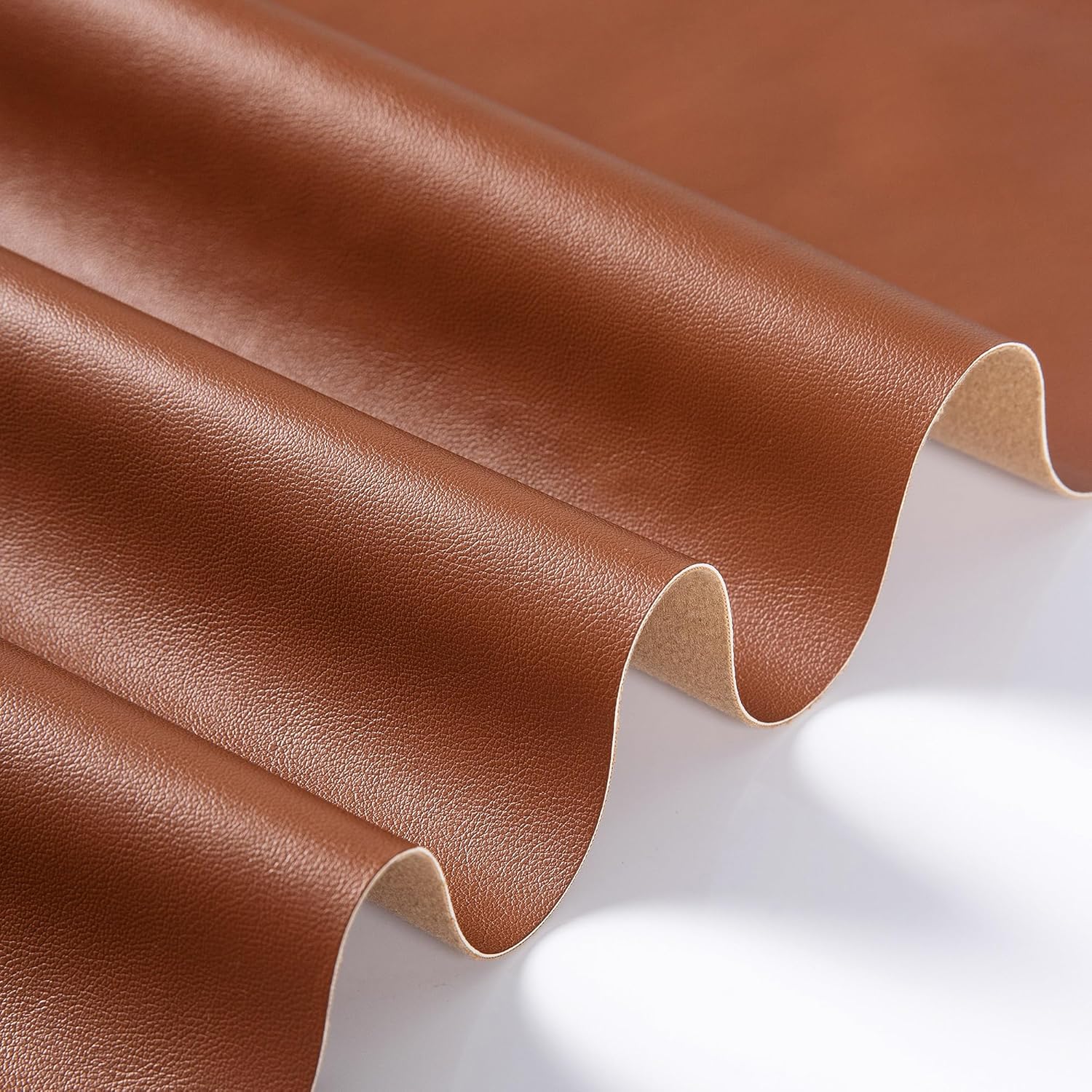 Vinyl Fabric, Upholstery Faux Leather Fabric by The Yard, 0.95 mm Thick PU Leather Sheets for Furniture Cover Reupholster Sofa Chairs Crafts Sewings (3 Yard 54''X 108'', Brown)