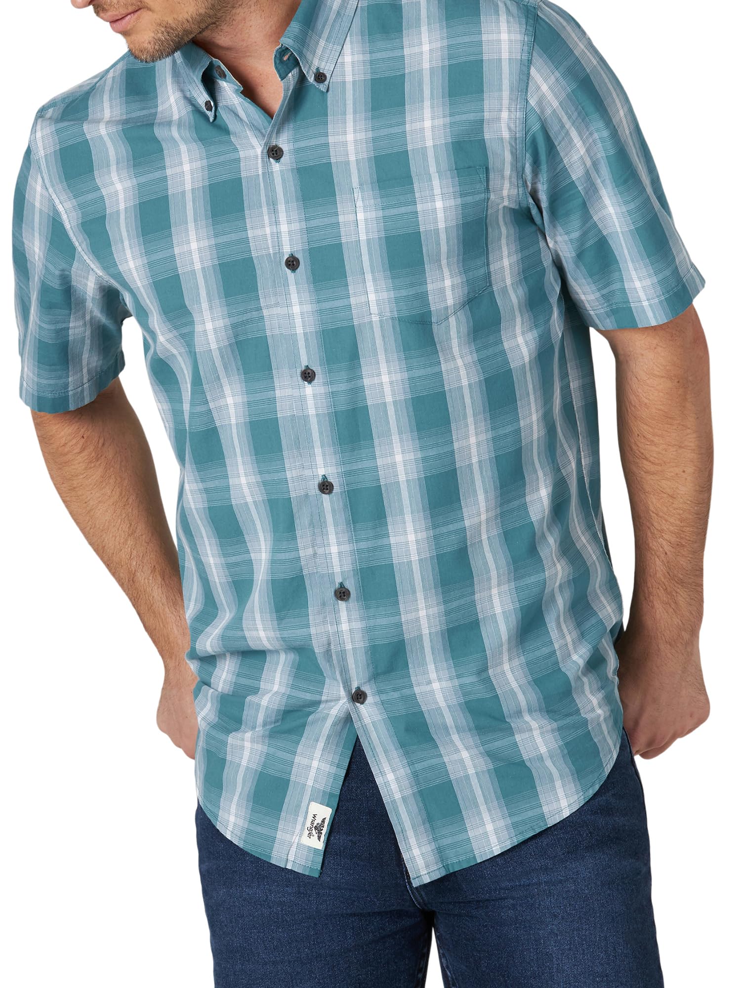 Wrangler Authentics Mens Short Sleeve Classic Plaid Shirtshirt