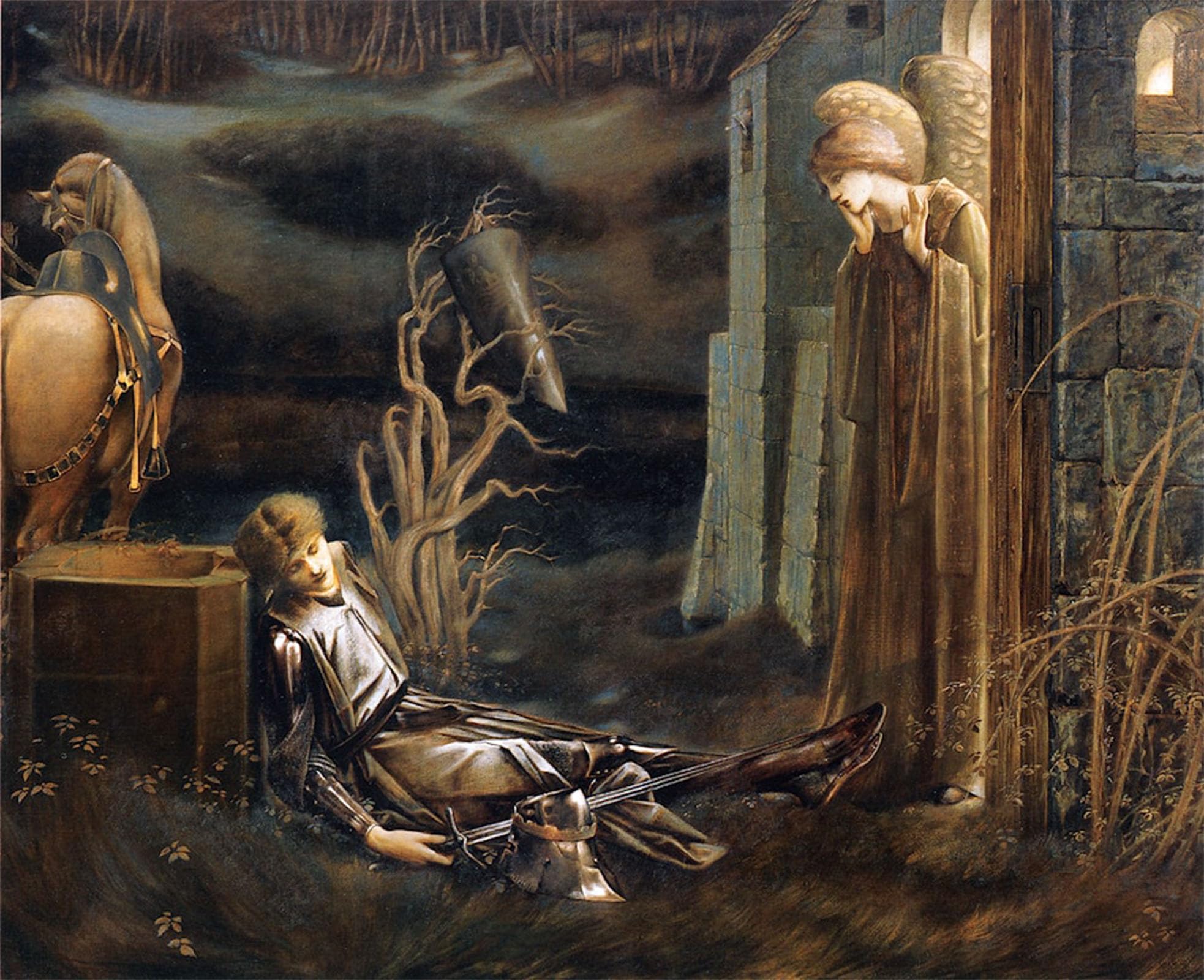 POSTERIIk Vintage Art Print Images Pictures Print the Dream of Launcelot At the Chapel of the San Graal by Edward Burne-jones Modern Colour Posters for Office Home Decor 60x90cm