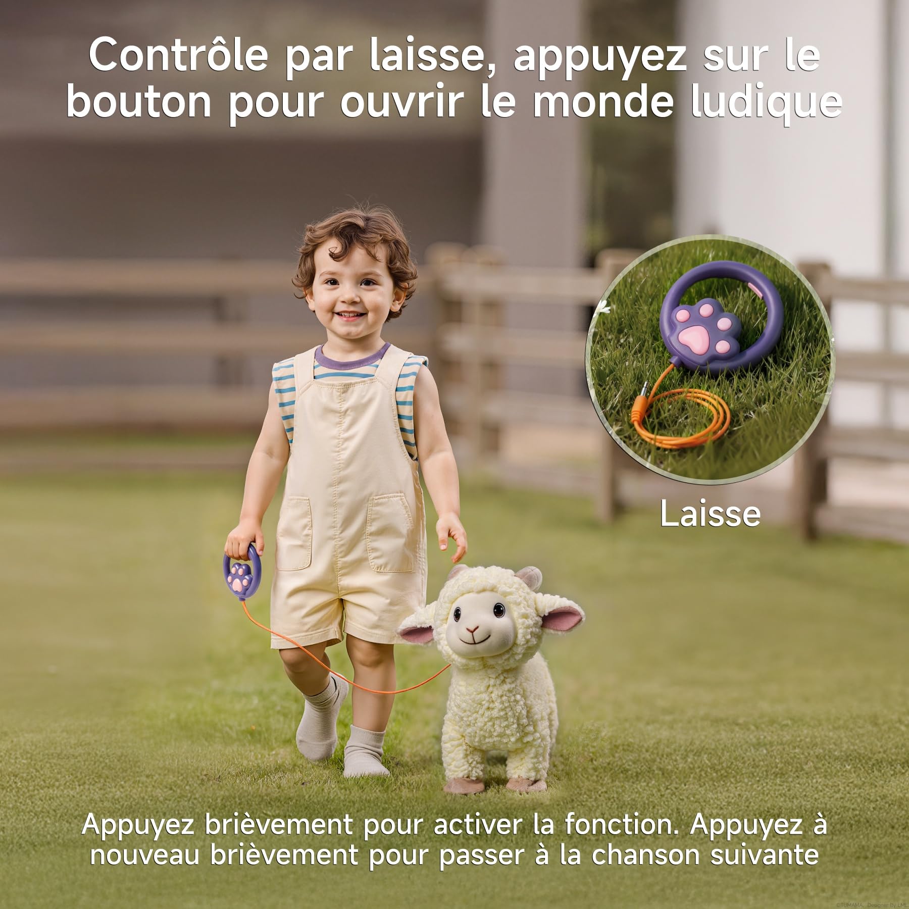 Mouton en Peluche Qui Marche, Agneau avec Télécommande, Jouet Interactif Qui Chante et Bêle, Cadeau Enfant