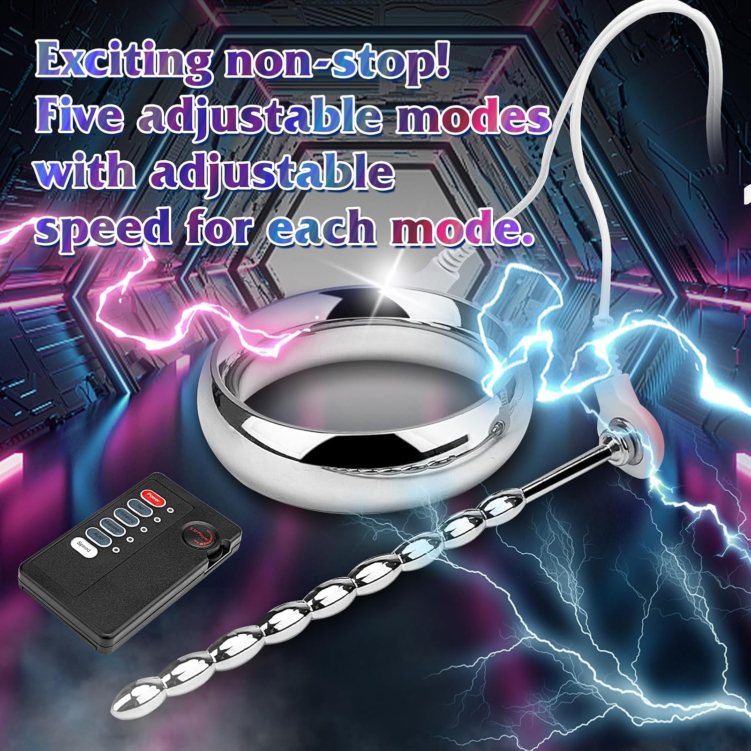 Urethral Sounds Dilators Penis Electric Shock Penis Plugmulti-Frequency Stretcher Screw Penis Plug for Male Masturbation Sex Toys for Men Adult Sex Products with Cock Ring(40mm)