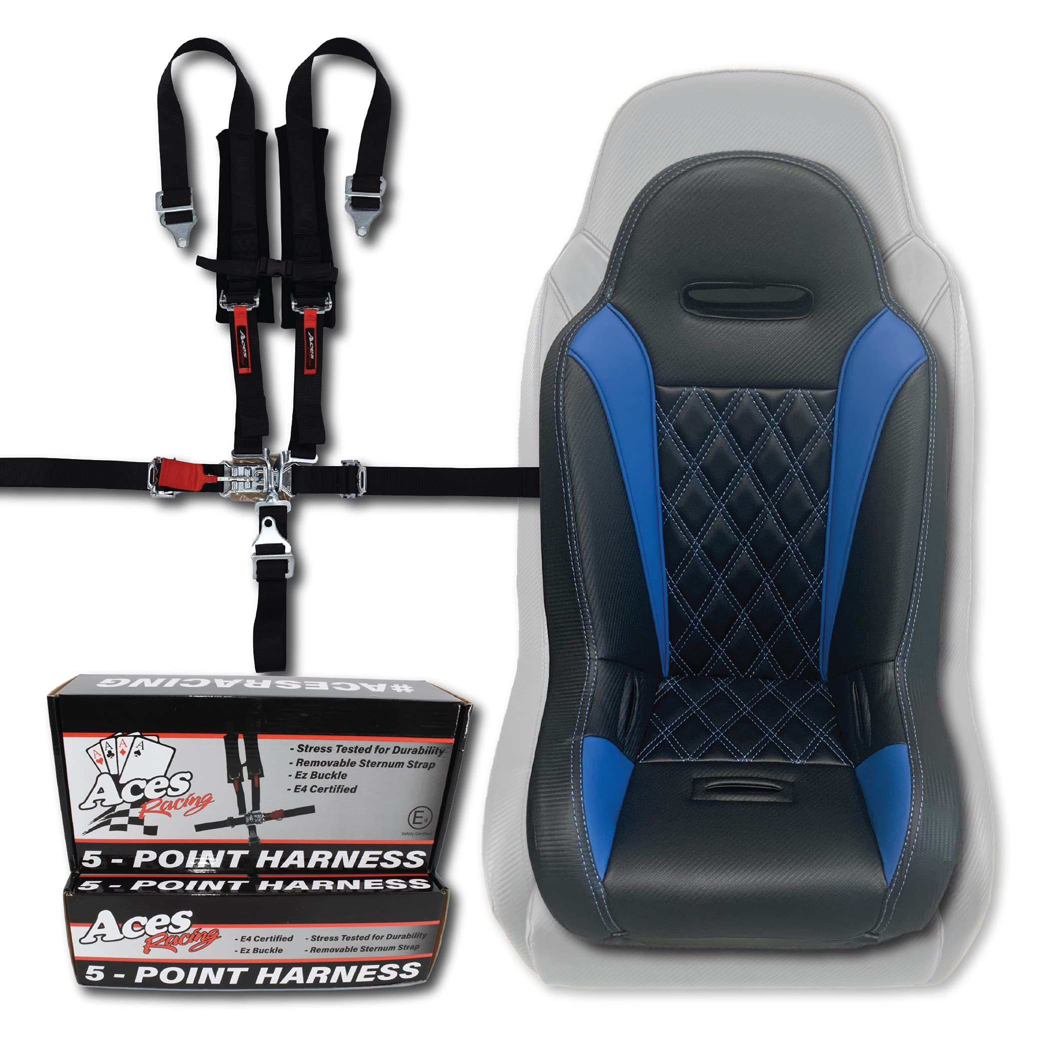 UTV Junior Seat (Fits Stock and Aftermarket Seats) (Blue Seat - Black 5 Point Harness)