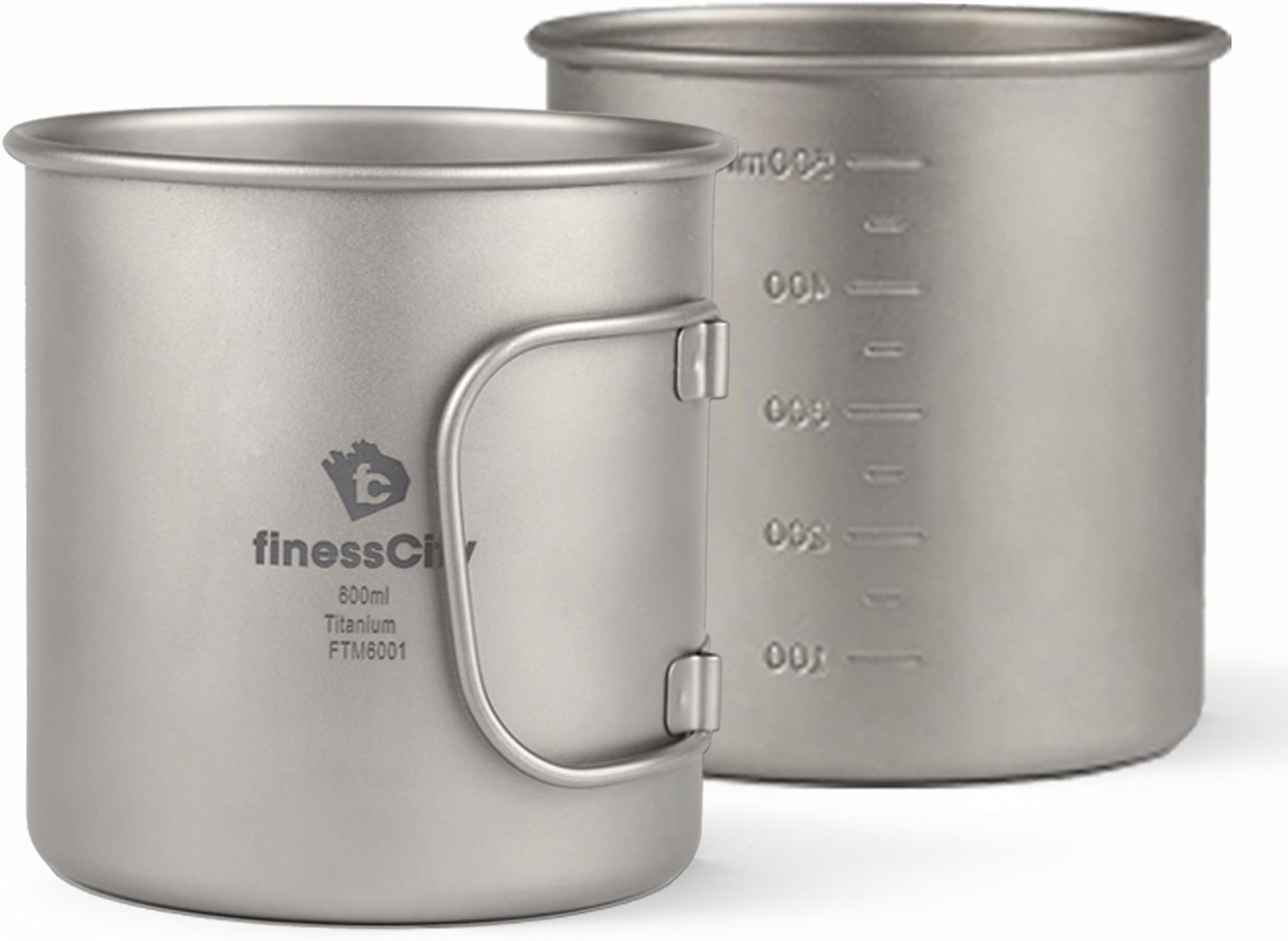 Camping Cup (450ml/ 600ml) With & Without Lid, Extra Strong & Ultra Lightweight (Ti) Camping Mug With Measurement Marks, Titanium Cup for Hiking / Backpacking / Camping in Easy to Store Cloth Case