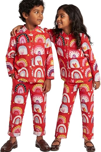 LITTLE GOPI - Unisex Pure Cotton Full Sleeve Kids Night Dress for Boys &amp; Girls| Pajama Set Nightwear/Sleepsuit/Sleepwear/L...