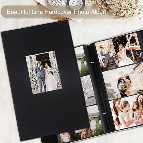 Miniatura 4 de Artmag - Álbum de fotos de tela, 4 x 6, gran capacidad para bodas, aniversario y familia, álbum de lino con capacidad para 300 fotos horizontales