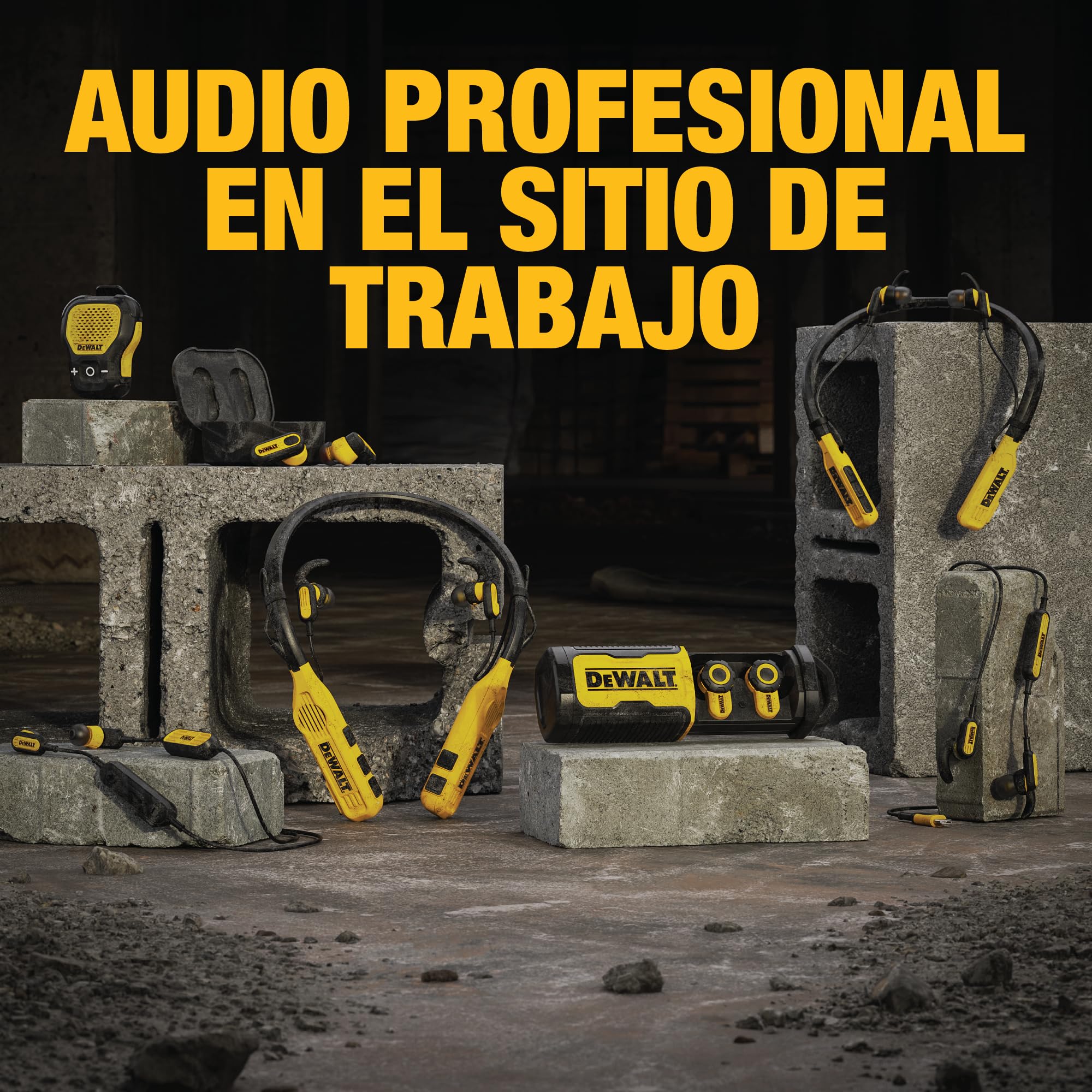 DEWALT Audífonos inalámbricos Jobsite Pro X2 ANC con Bluetooth para Trabajo Pesado, con cancelación Activa de Ruido, 10 h de autonomía (más de 40 h con Estuche), 4 Modos de ecualización, IP54