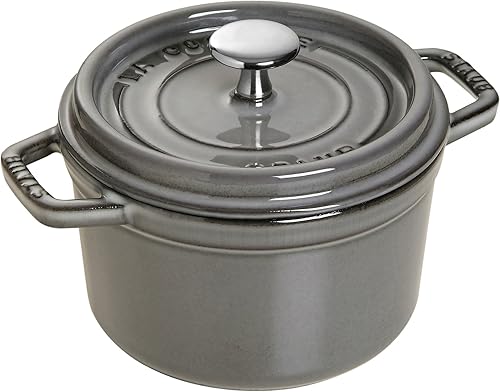 Miniatura 23 de Staub olla de hierro cocotte redonda de 6-1/4 cuartos de galón, gris grafito Gris (Graphite Grey),Albahaca,Negro,Burnt orange,Cereza,limón,Azul