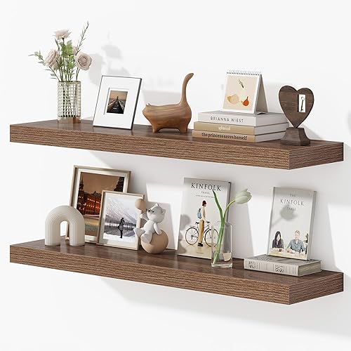 Miniatura 31 de Dreamland - Estantes flotantes de 32 pulgadas para pared, juego de 2 estantes flotantes largos de 9.3" de profundidad, estante grande de exhibición