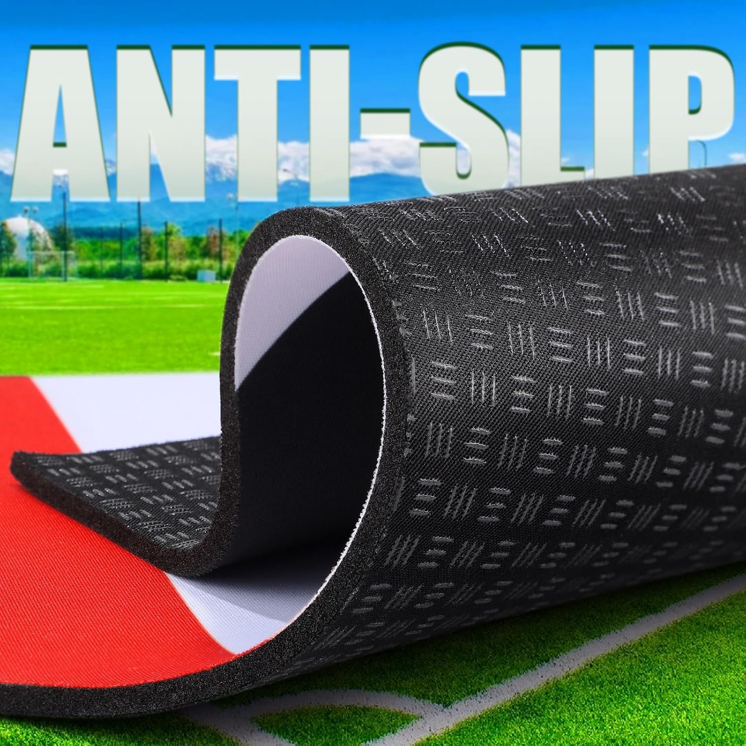 TOBWOLF 10 x 3.8 FT Baseball Hitting Mat, Baseball & Softball Batting Mats with Home Plate for Stance Practice, Softball Batting Cage Mat with 4PCS Anchors & Sandbags Indoor Outdoor Training